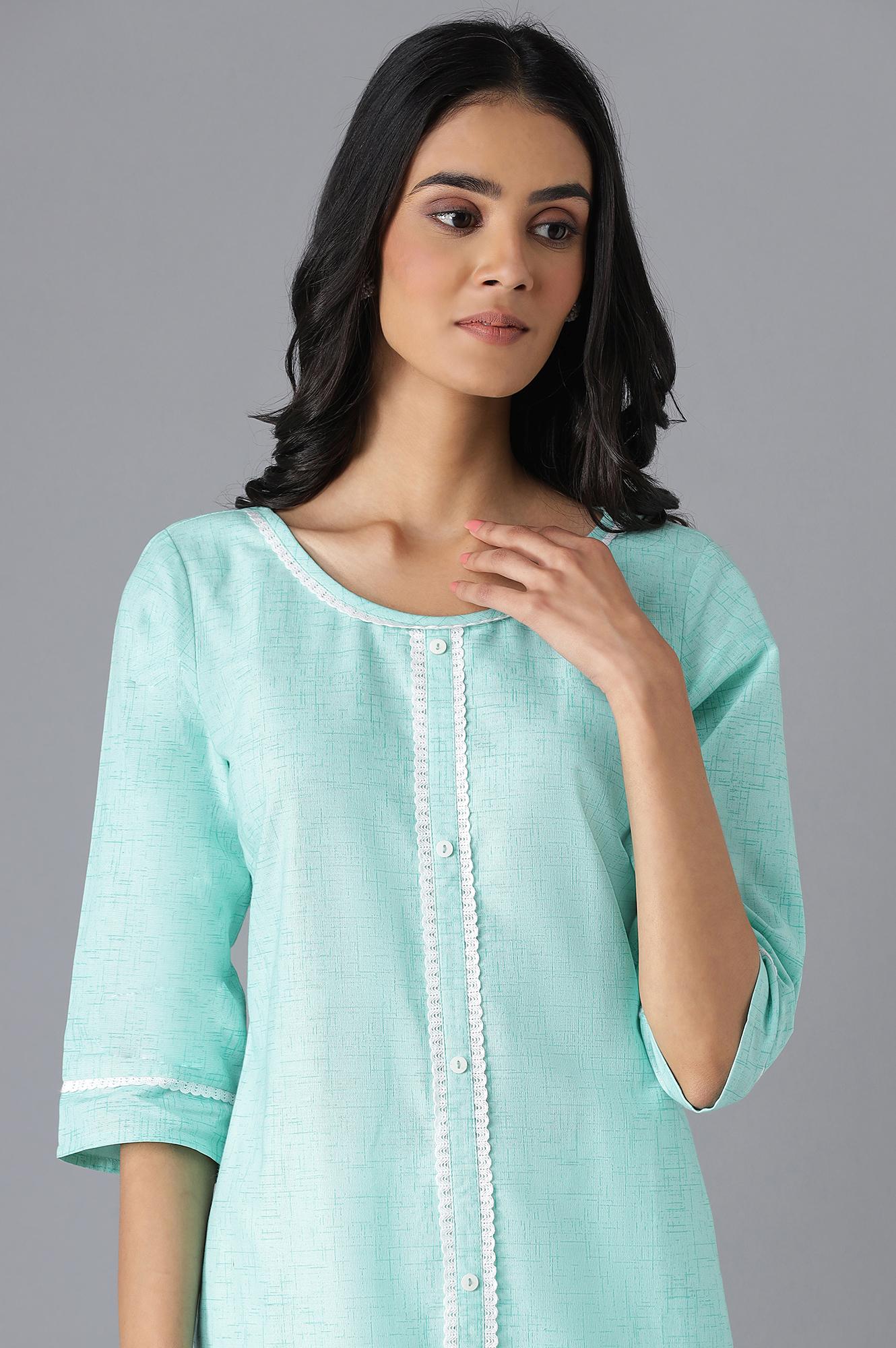 Green Printed kurta - Image 6