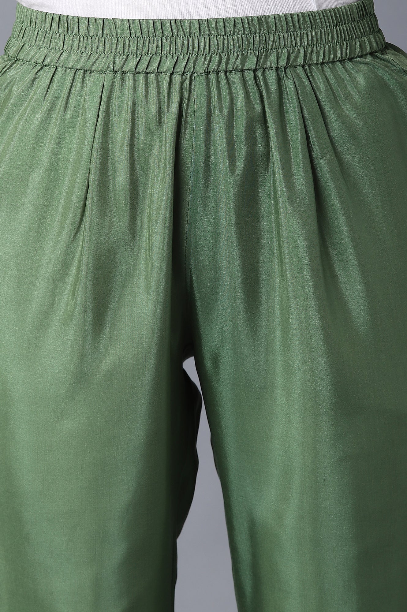 Green Printed kurta, Trousers and Dupatta Set - Image 6