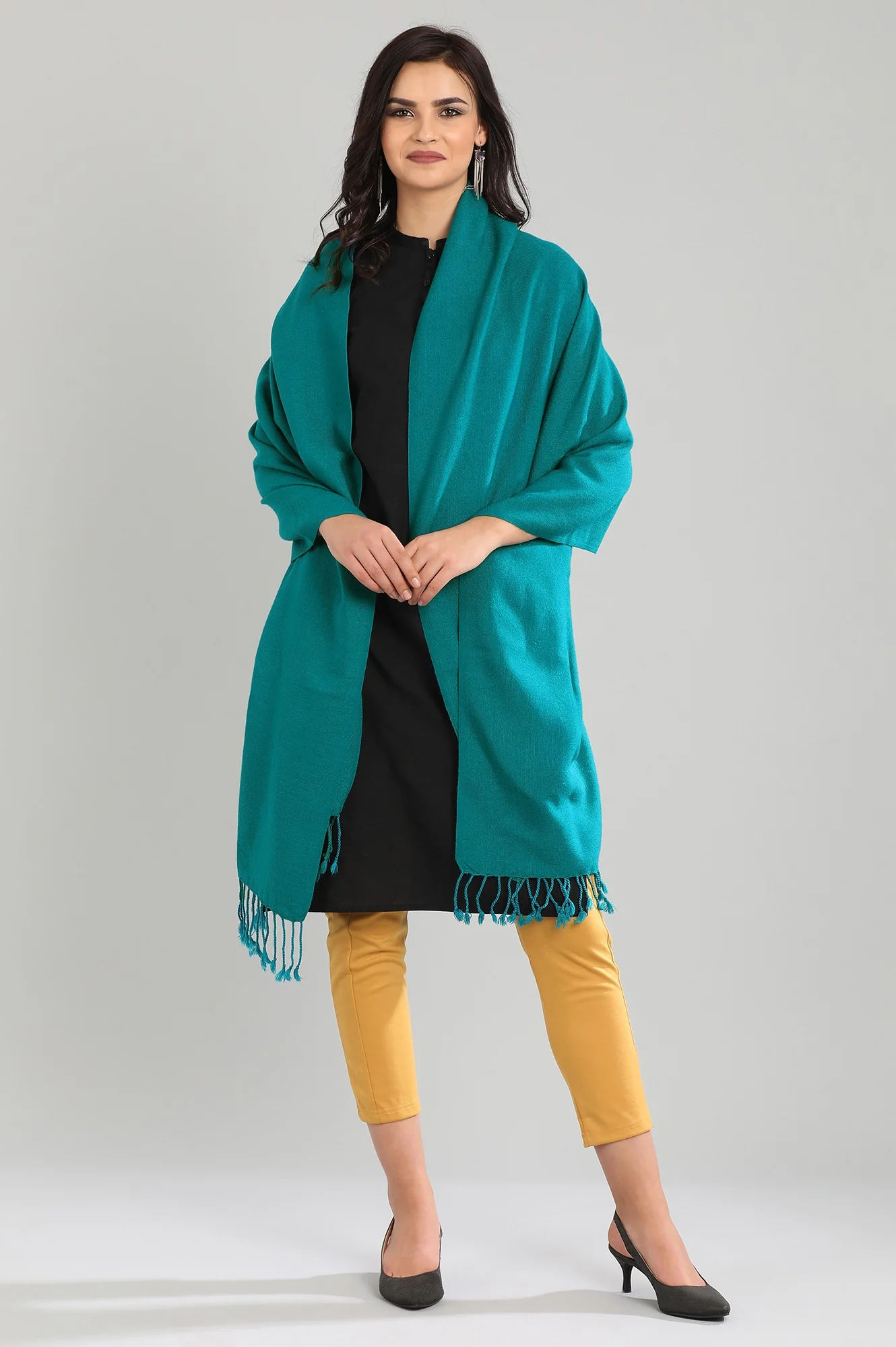 Green Yarn-dyed Shawl - Image 2
