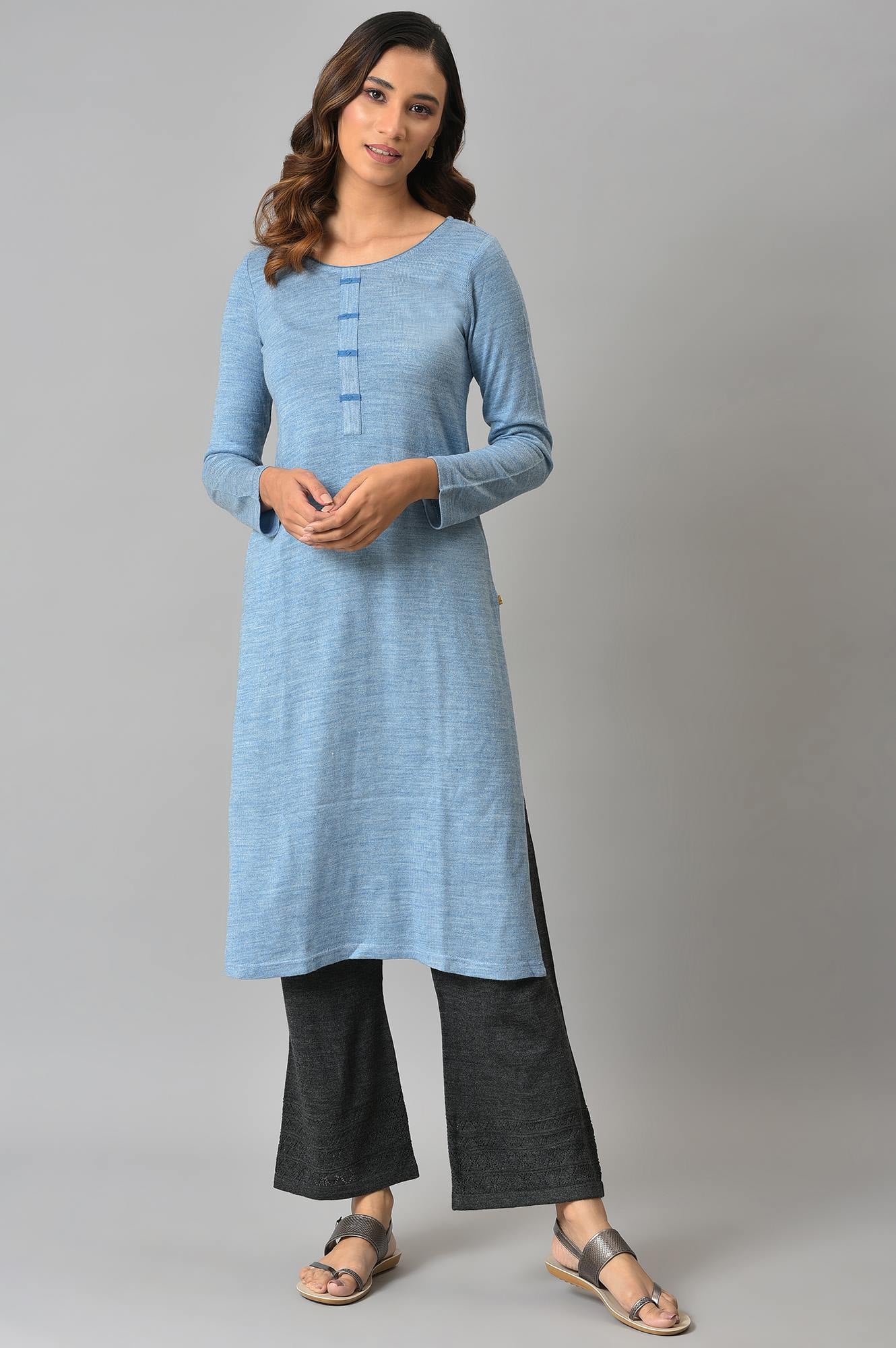Grey Geometric Straight Fit Palazzo With Elasticated Waist - Image 5