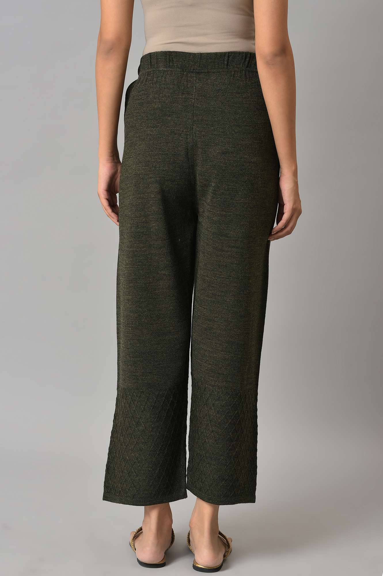 Grey Ankle Length Straight Winter Palazzo - Image 2