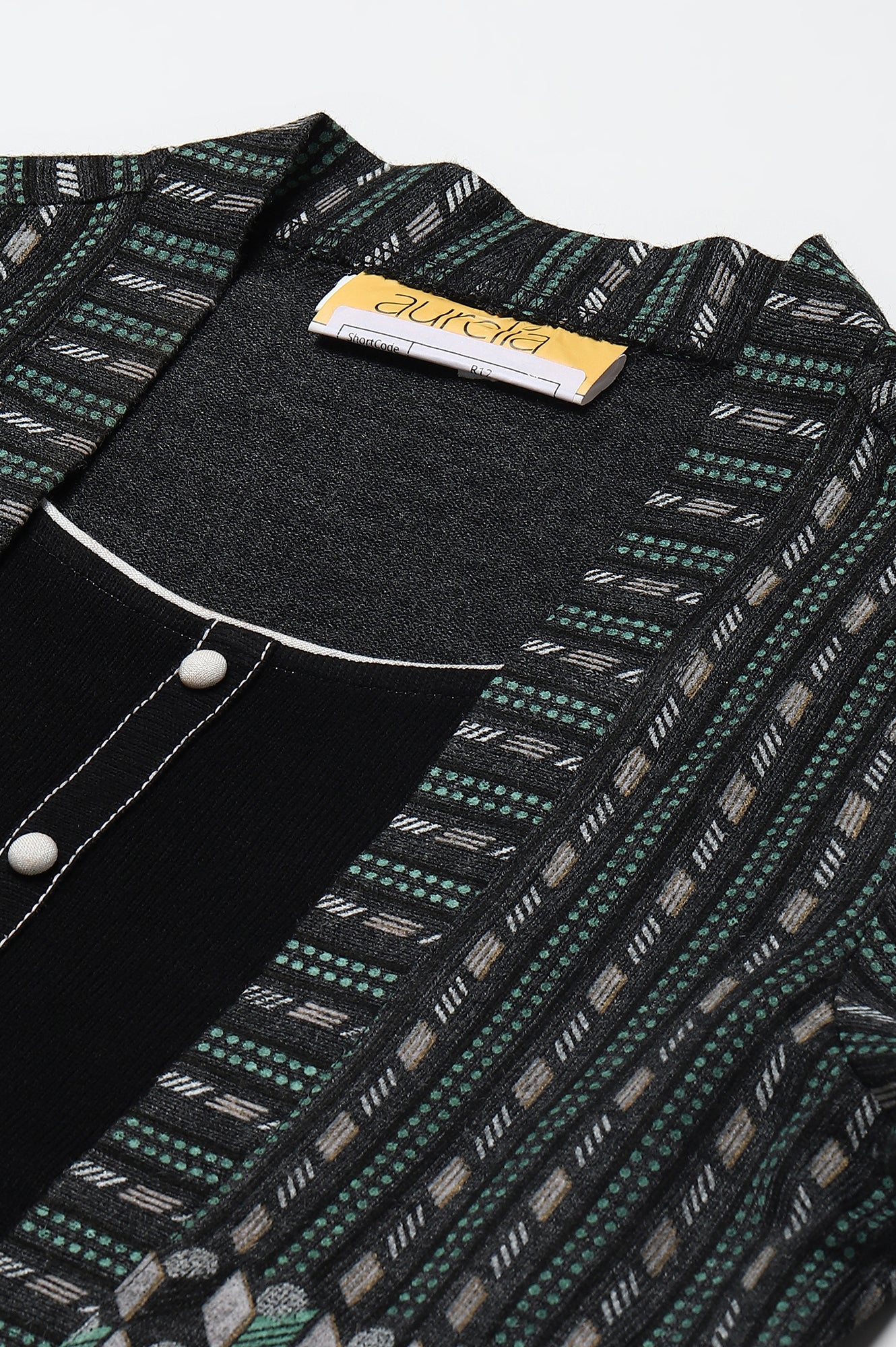 Grey Double Layered Printed Winter kurta - Image 2