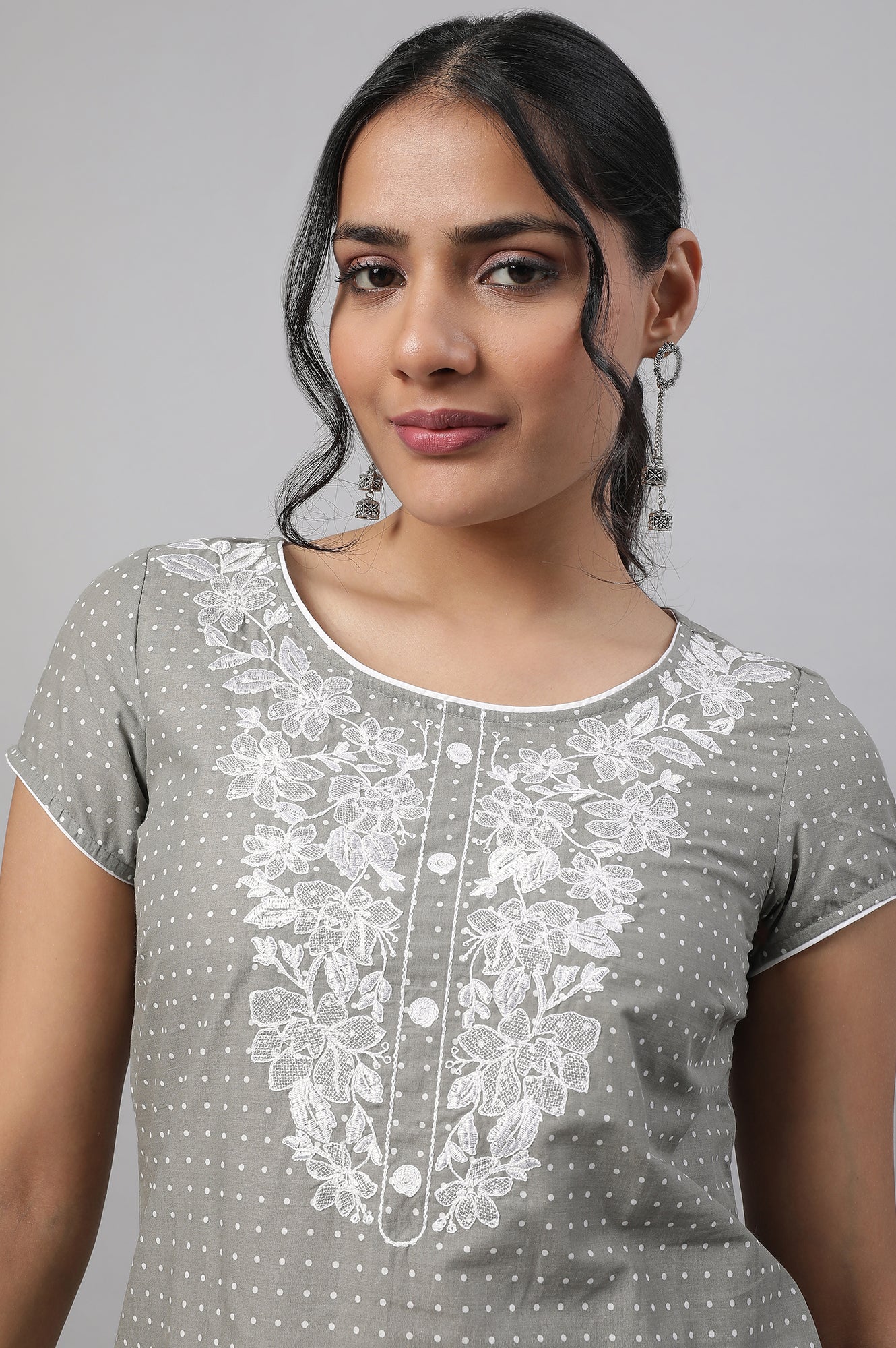 Grey Embroidered kurta & Palazzo Set - Image 6