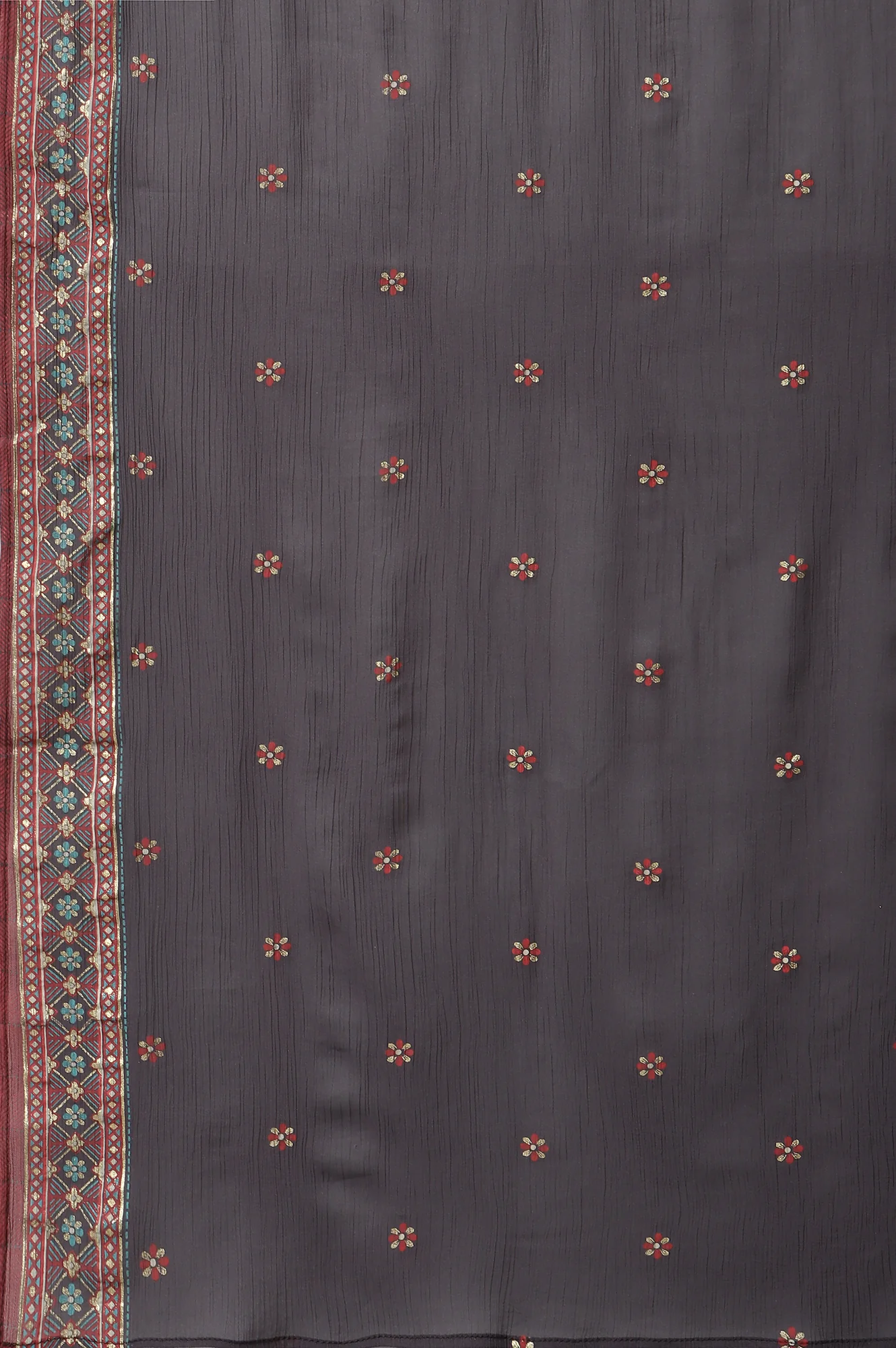 Grey Placement Printed kurta with Culottes and Dupatta - Image 9