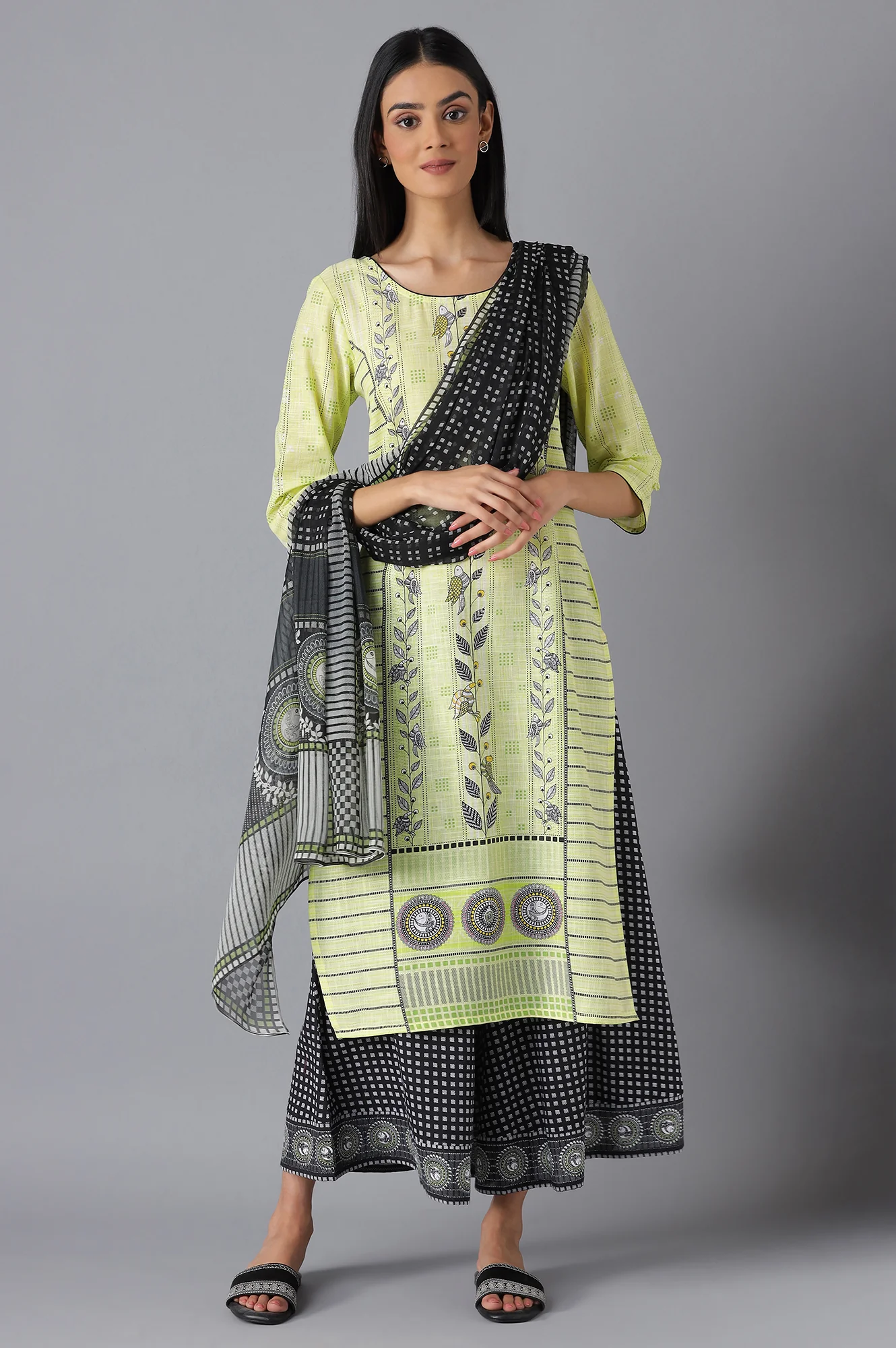 Grey Printed Chiffon kurta - Image 2