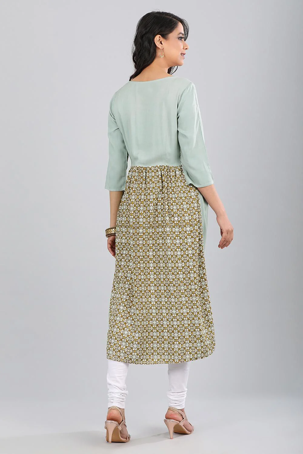 Grey Round Neck Printed kurta - Image 4