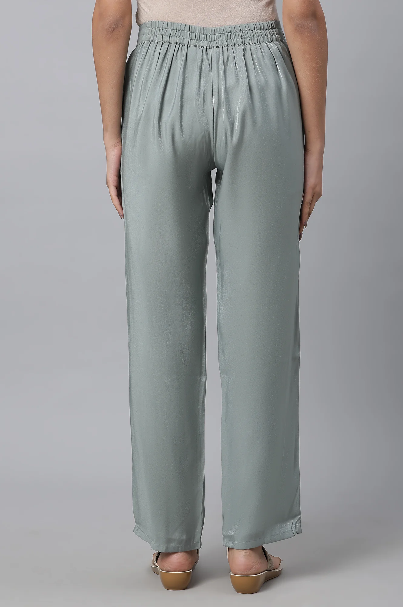 Grey Solid Women Pants - Image 4