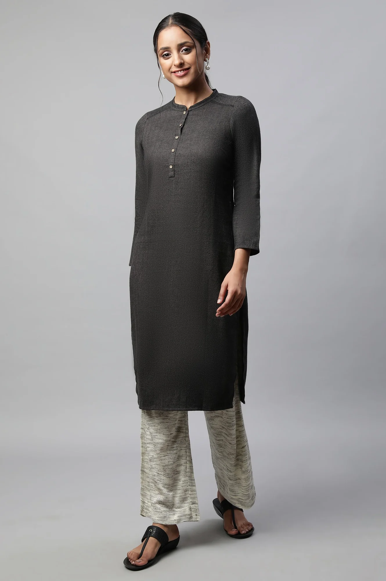 Grey Yarn Dyed kurta - Image 5