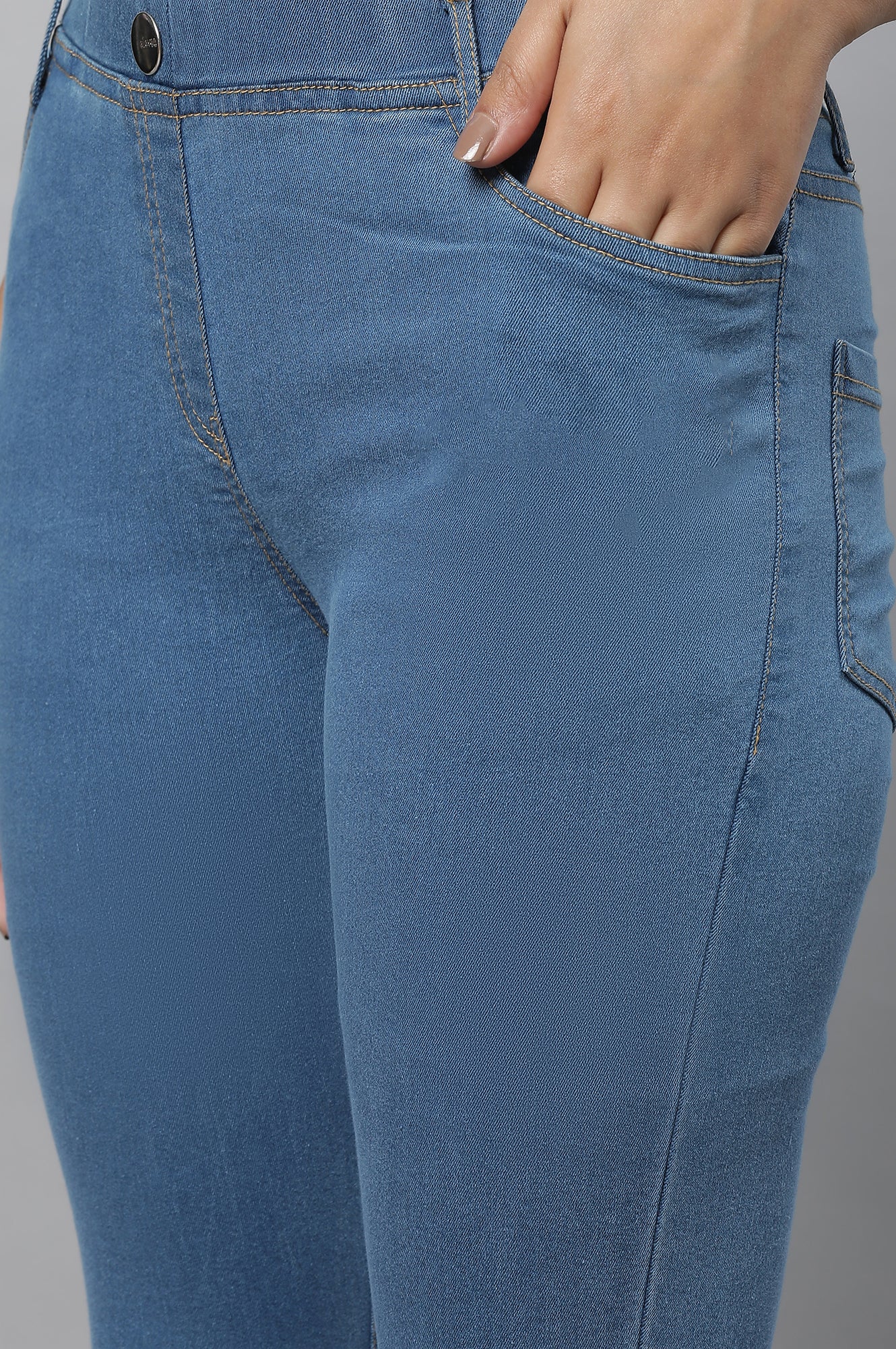 Ice Blue Denim Jeggings - Image 7