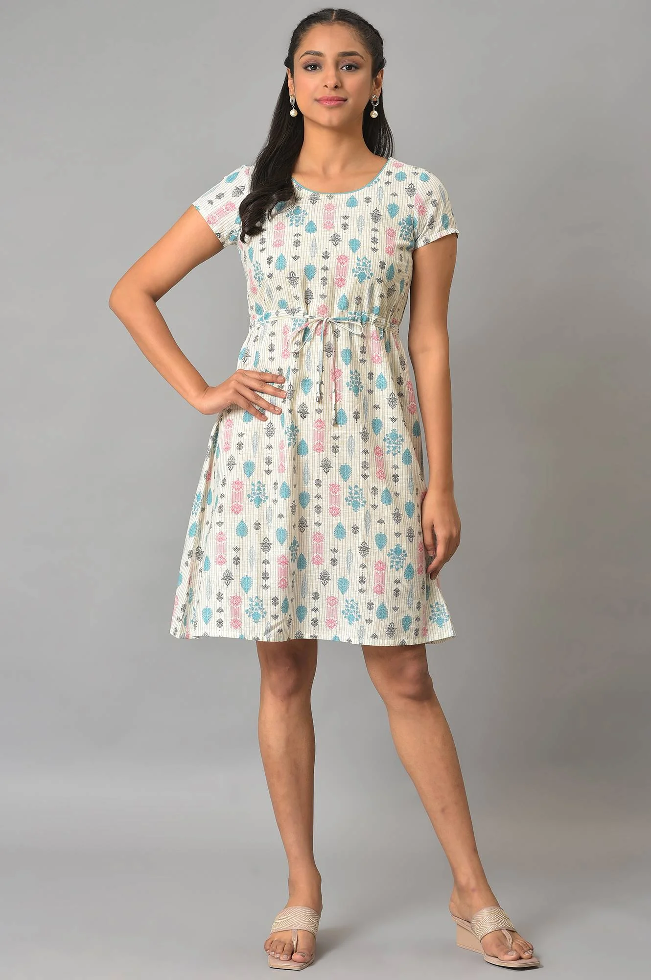 Lavender Floral Printed Plus Size Cotton kurta