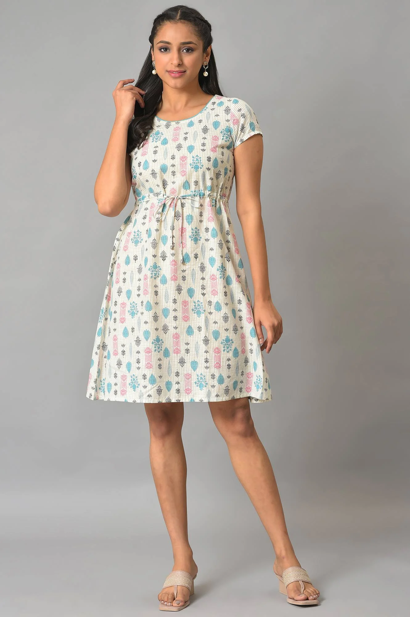 Lavender Floral Printed Plus Size Cotton kurta - Image 6