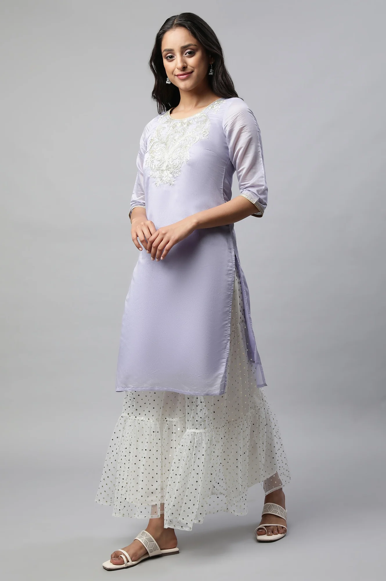 Light Purple kurta With Sharara Set - Image 3