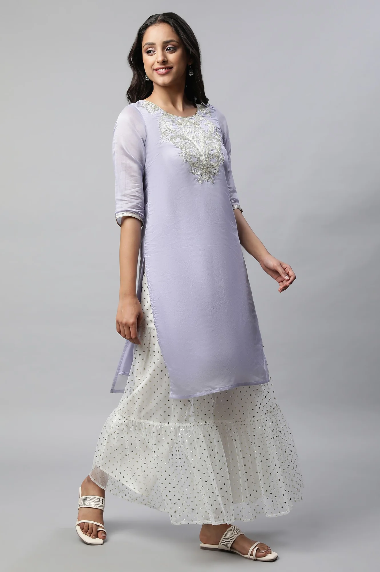 Light Purple kurta With Sharara Set - Image 4