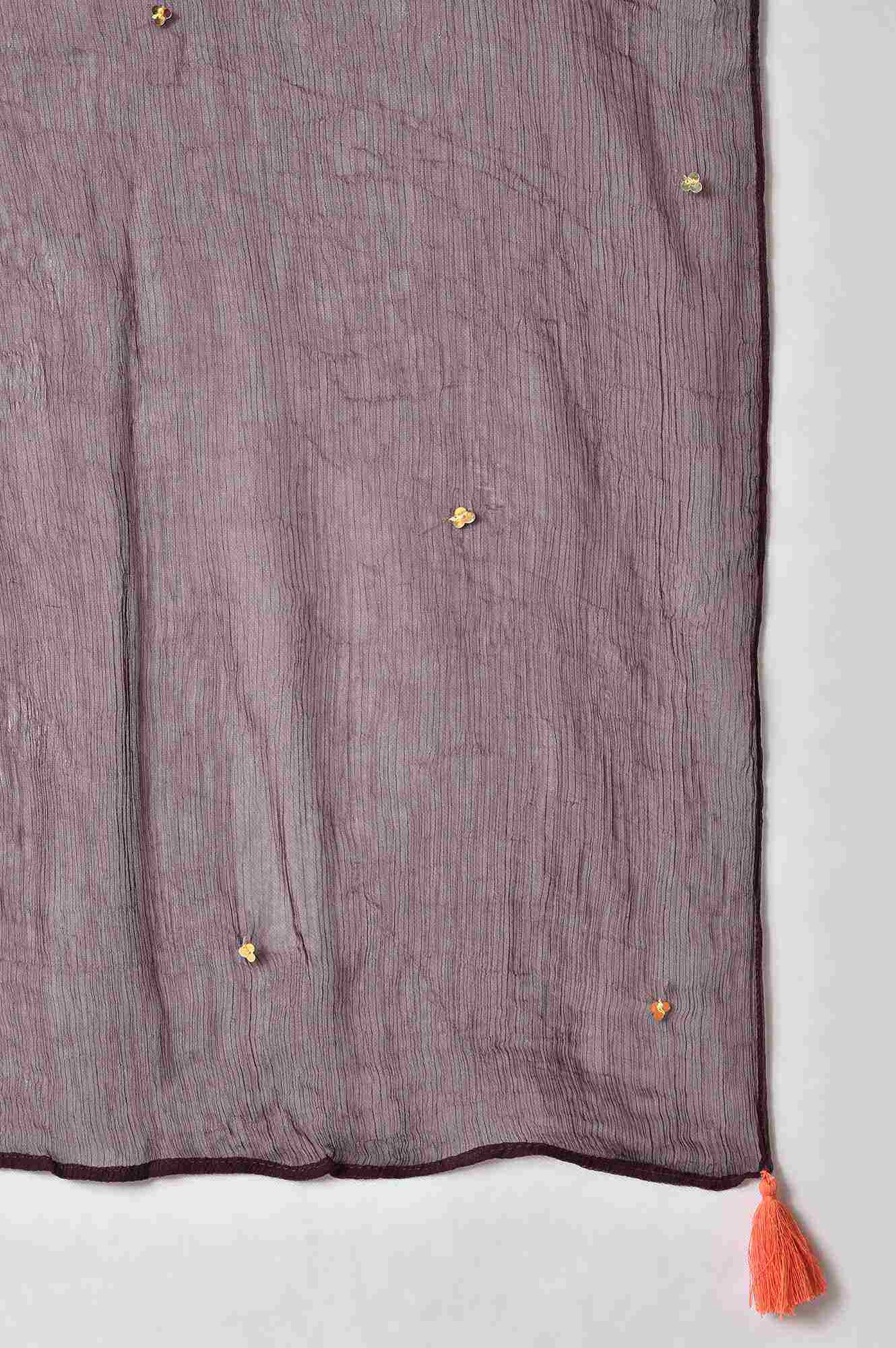 LIVA Girls Orange Embroidered kurta with Purple Sharar and Dupatta - Image 8
