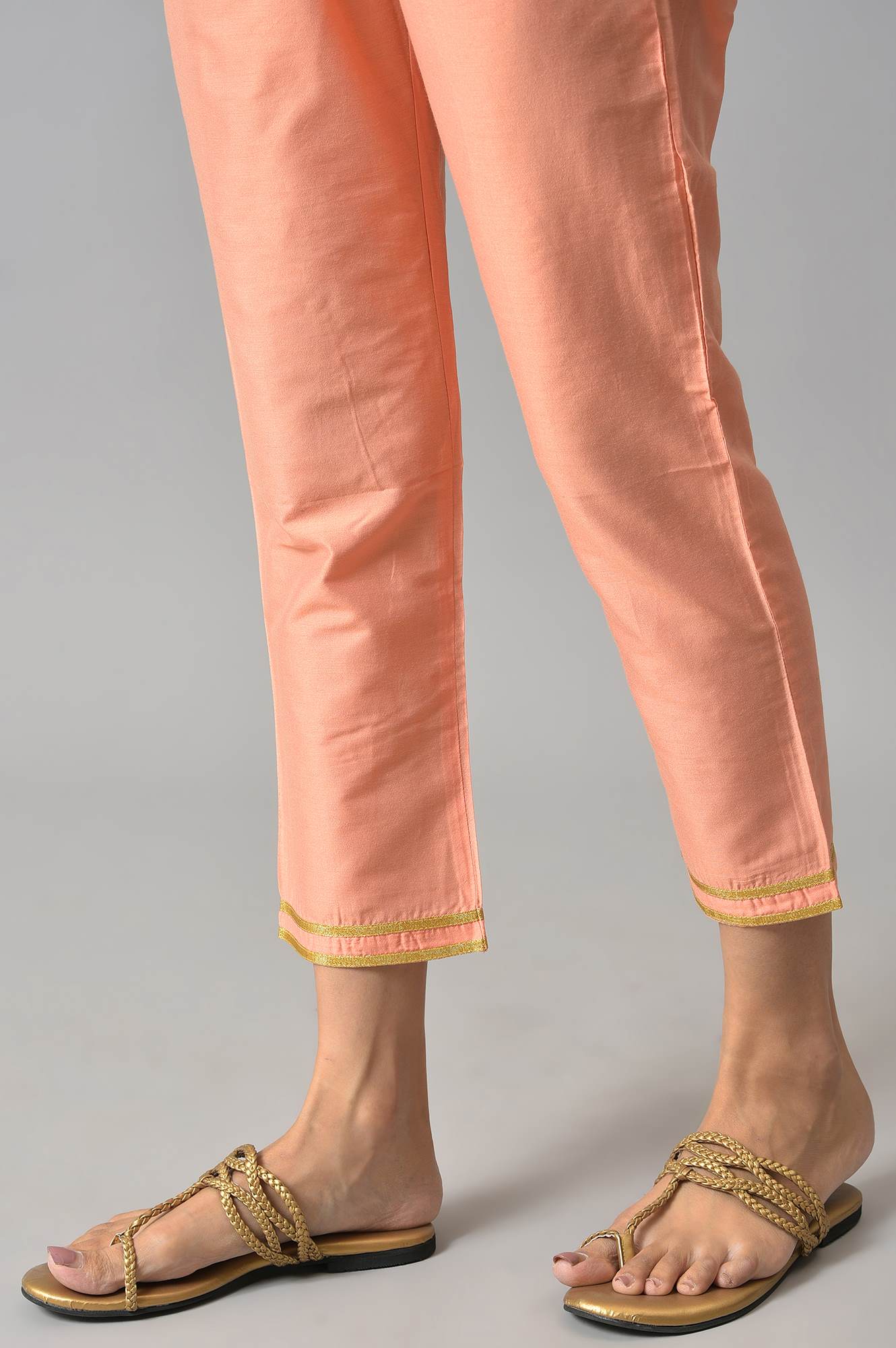 LIVA White Embroidered kurta with Peach Trousers and Banaras Dupatta - Image 8