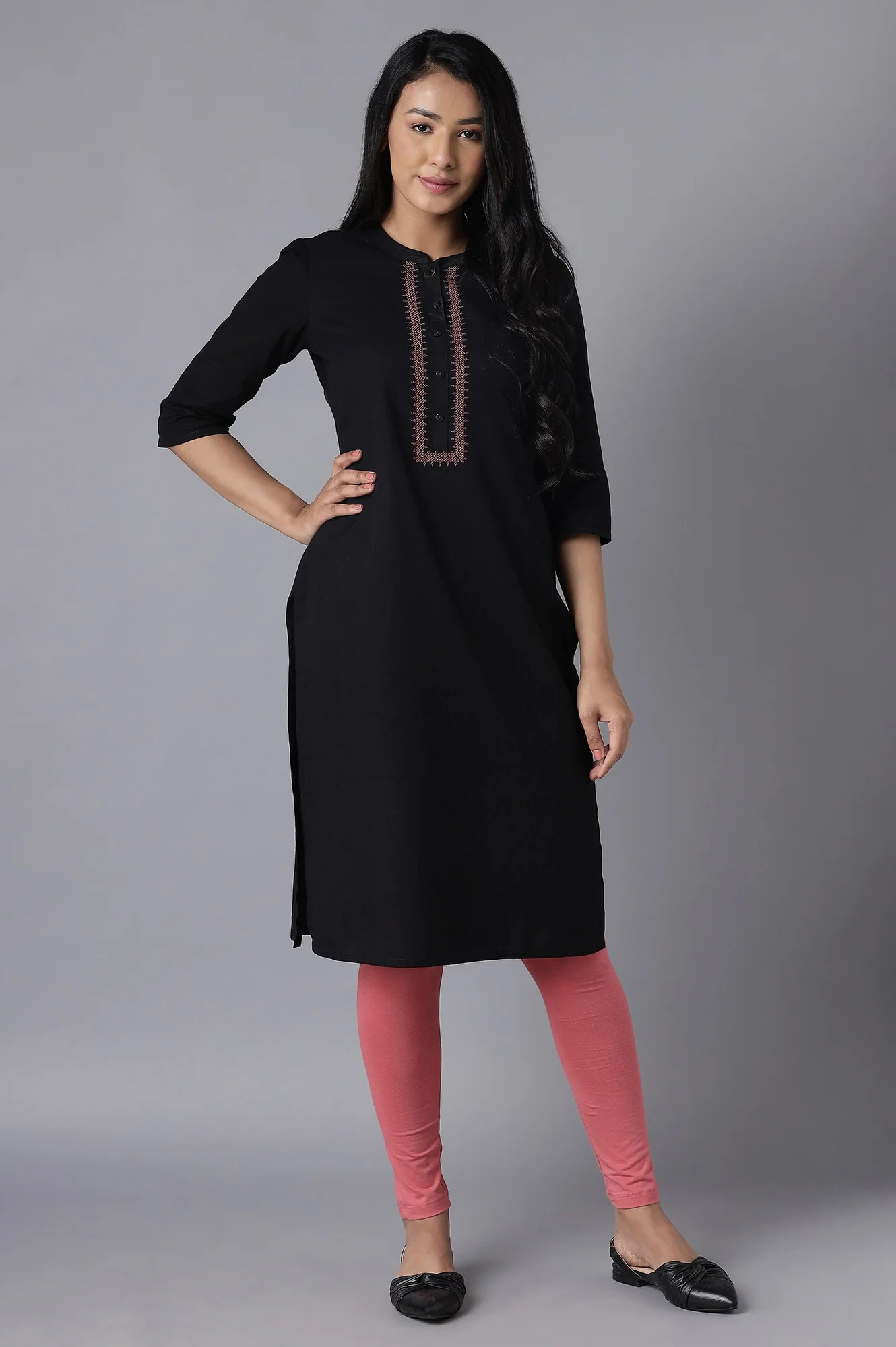 Maroon Solid Skinny Fit Cotton Tights With Elasticated Waist - Image 5