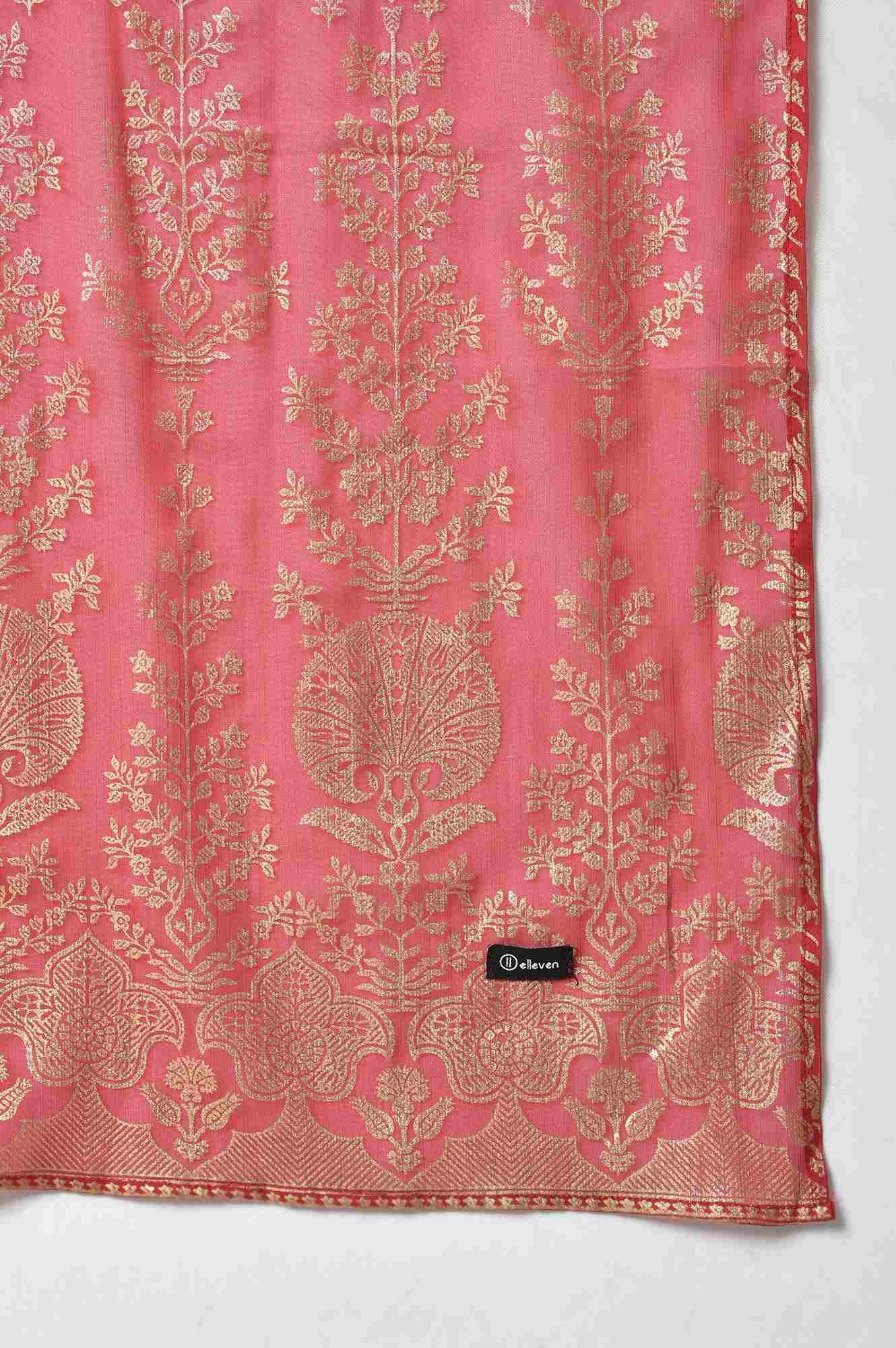 Maroon Silver Chiffon Printed Dupatta - Image 4