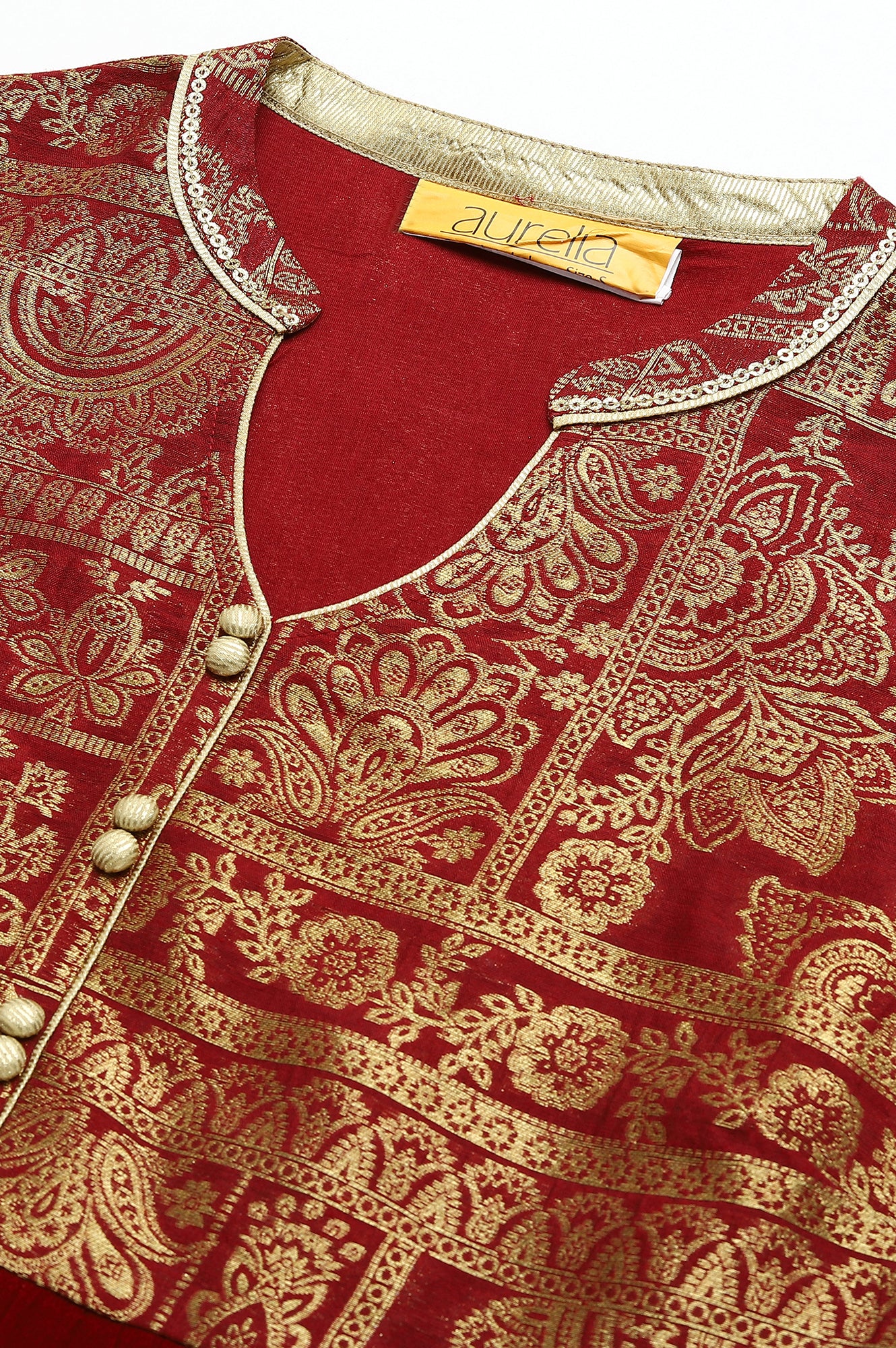 Maroon Tiered Yarn Dyed Dress - Image 3