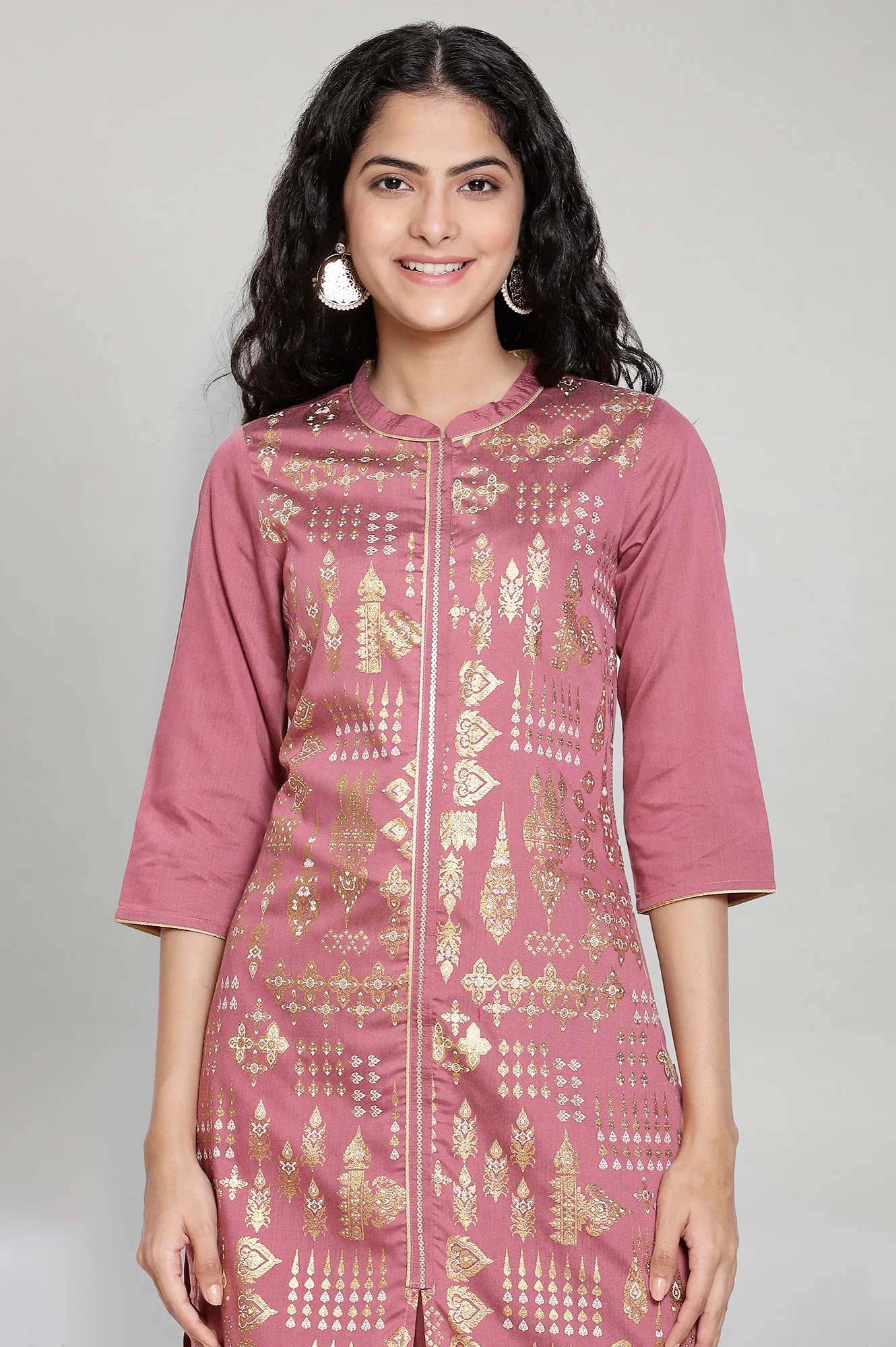 Mauve Foil Print kurta - Image 6