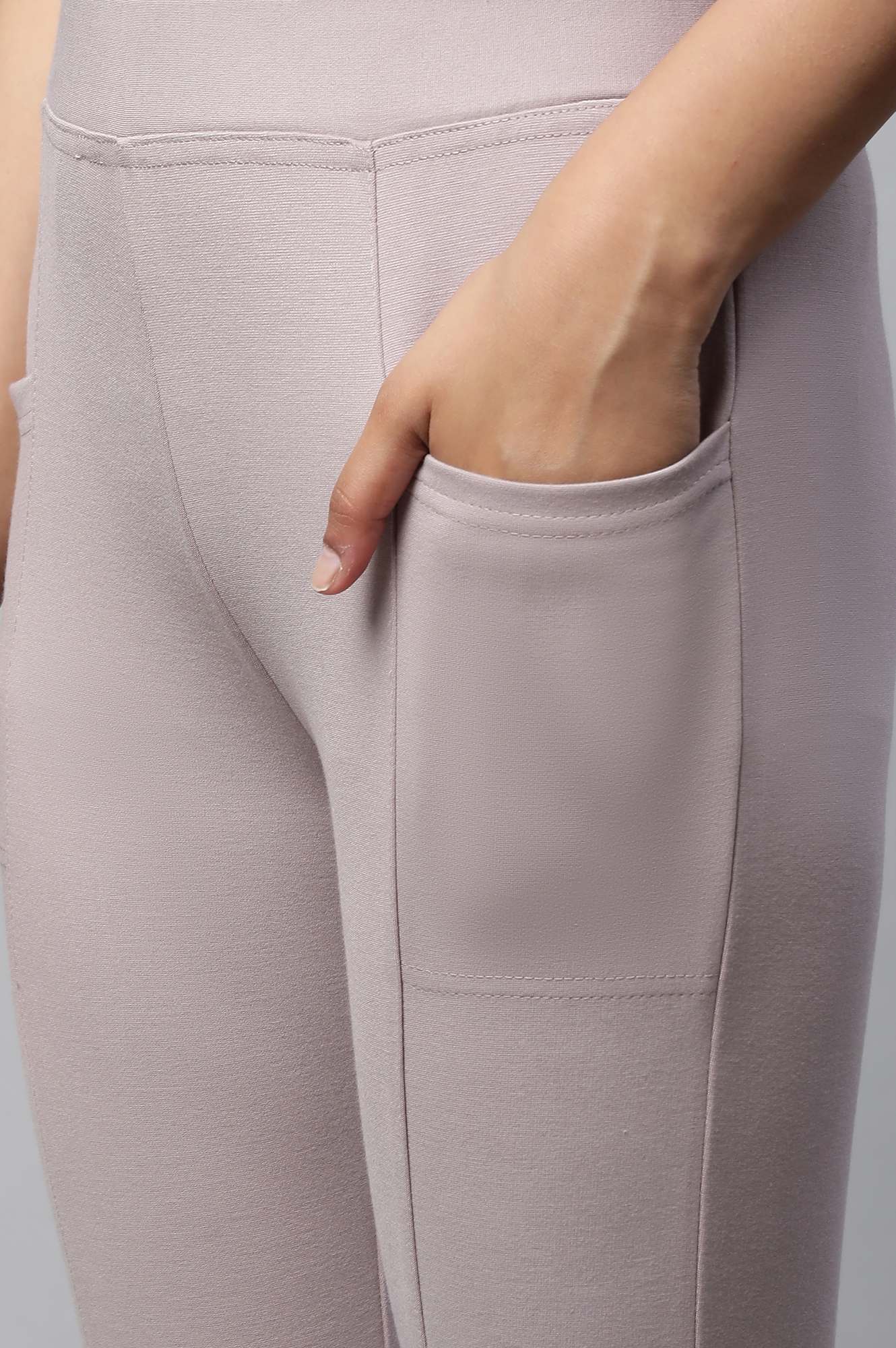 Mauve Solid Yoga Tights - Image 6