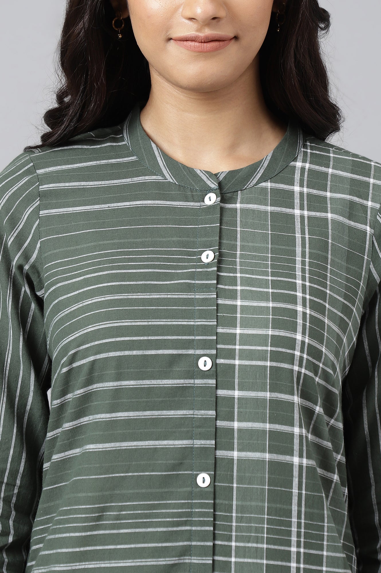 Mehendi Green Asymmetric Placement kurta - Image 8