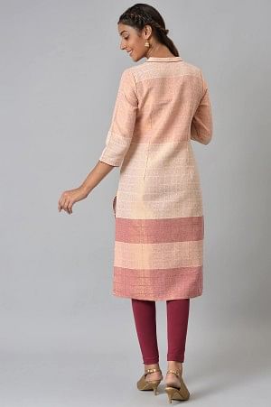 Multi and Burnt Peach Dobby Straight kurta - Image 2