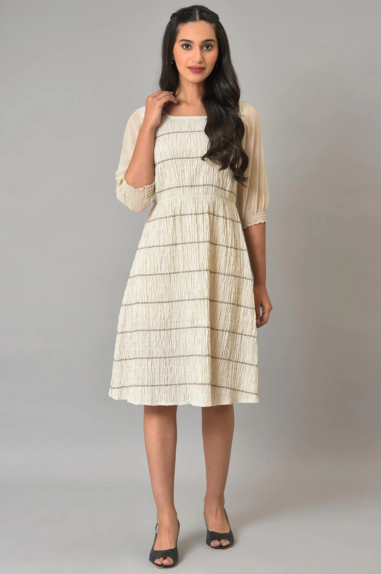 Natural A-Line Printed Summer Dress - Image 7