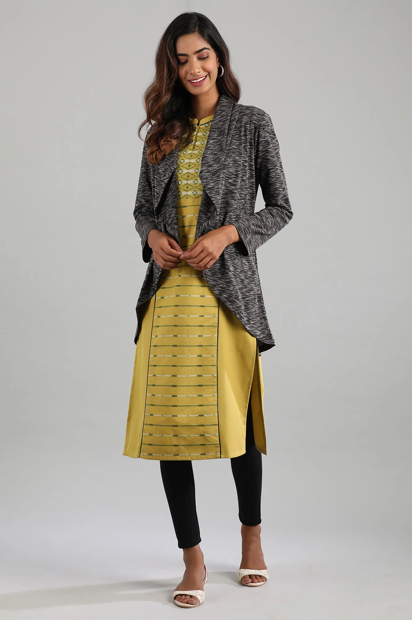 Natural Shawl Collar Printed Gillet - Image 5