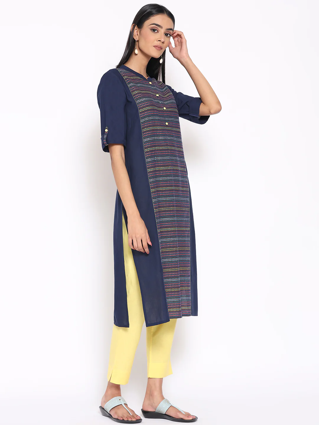 Navy Blue Cotton kurta & Trousers Set - Image 4