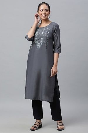 Navy Blue Yarn Dyed Shiny Narrow Palazzo - Image 5