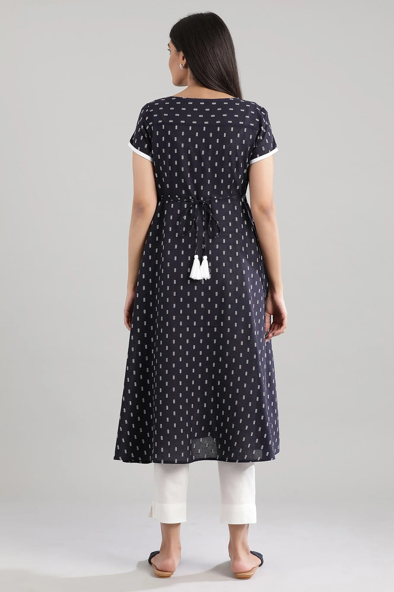 Navy Round Neck kurta - Image 2