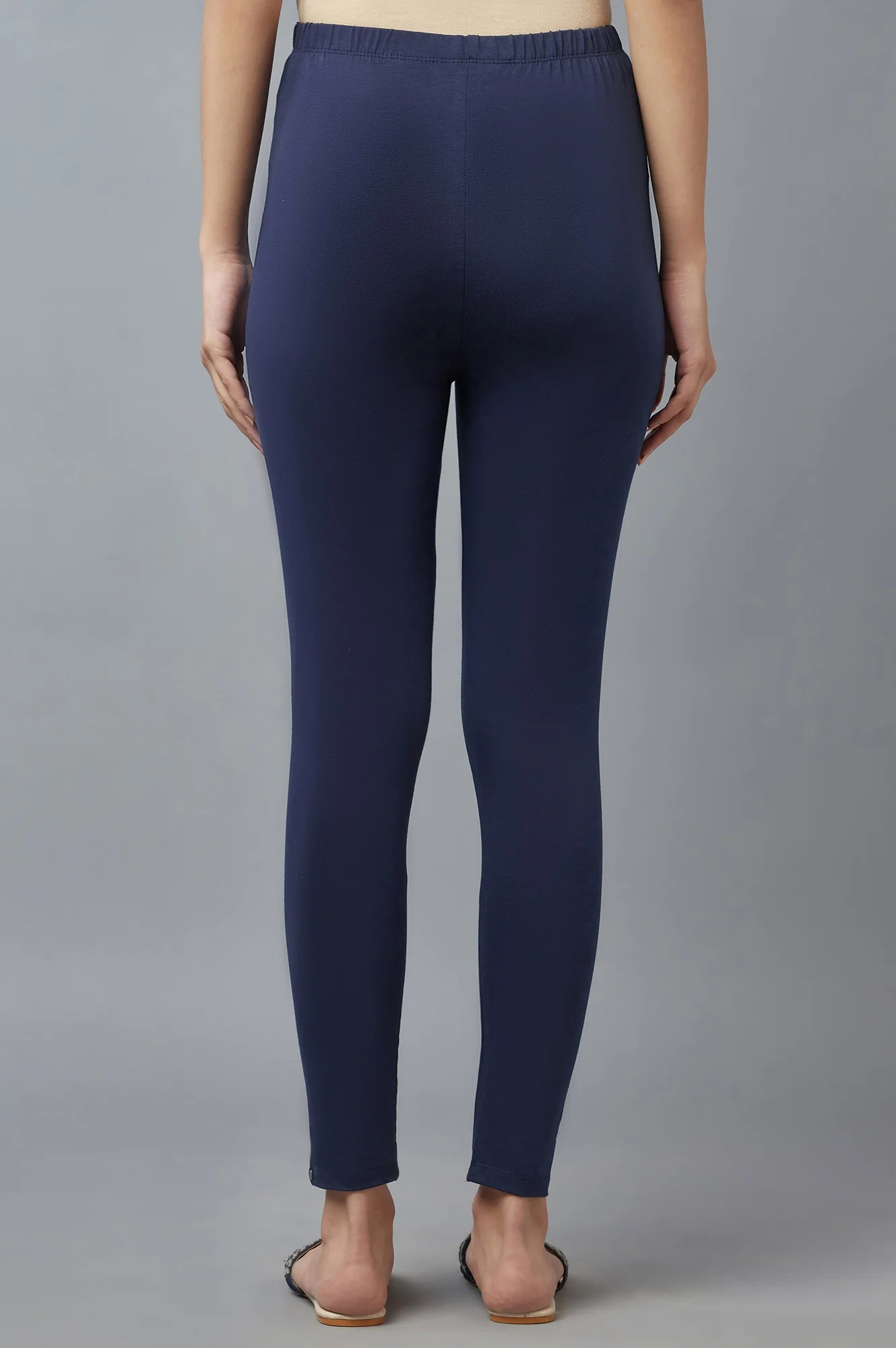 Navy Skin Fit Cotton Lycra Tights - Image 2