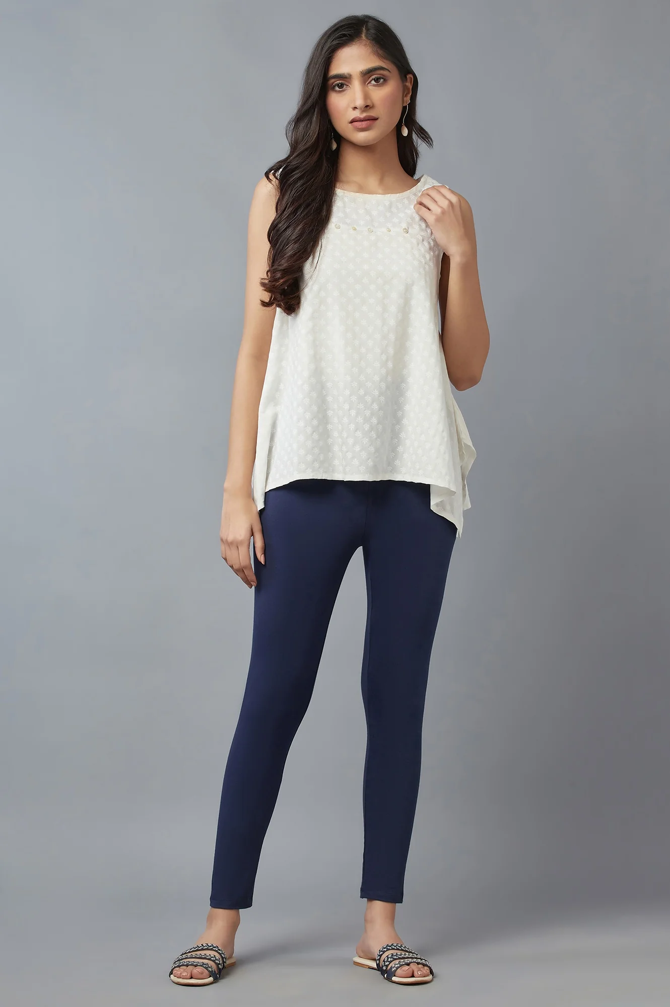 Navy Skin Fit Cotton Lycra Tights - Image 5