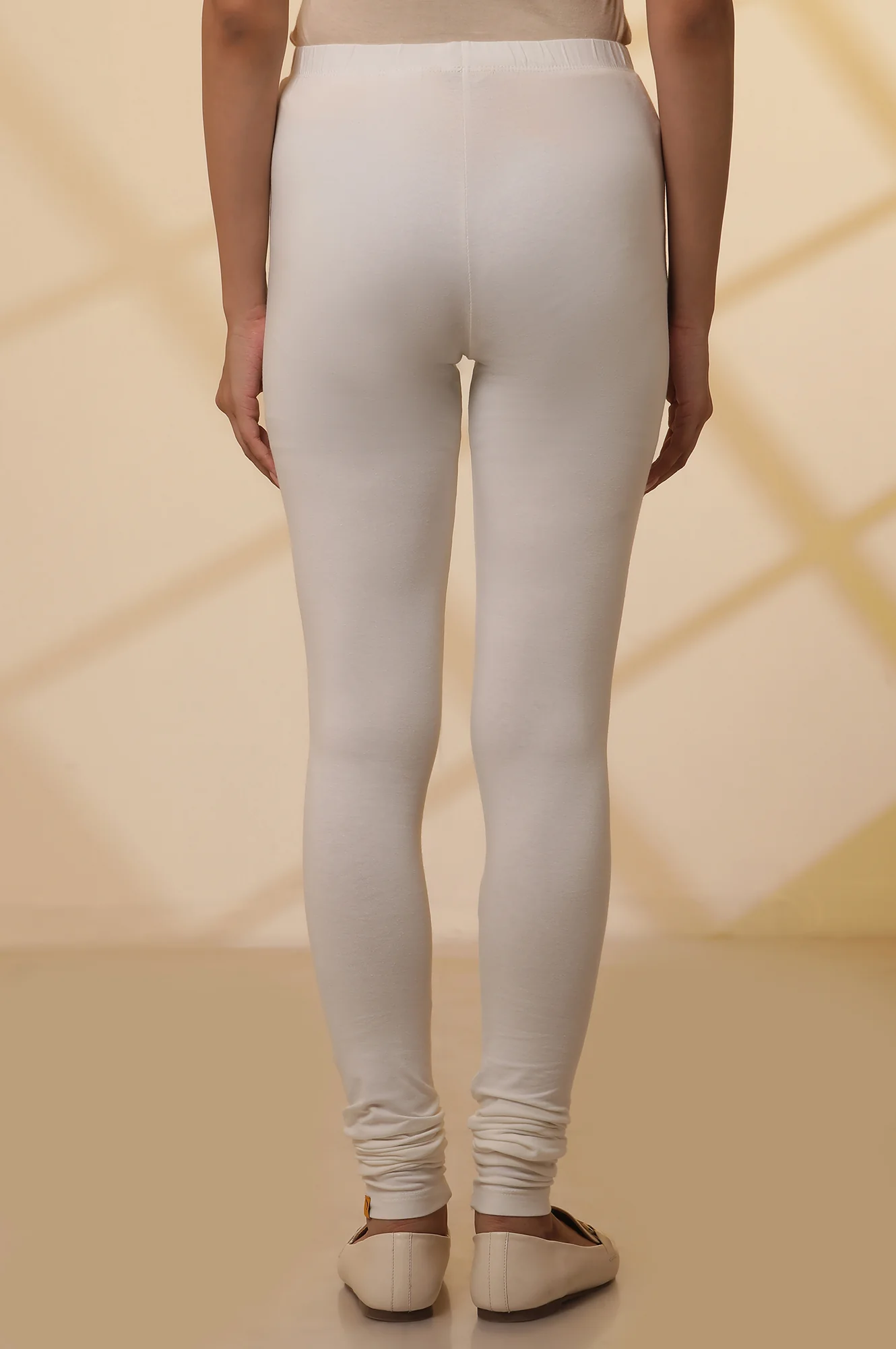 Off-White Cotton Lycra Churidar - Image 3
