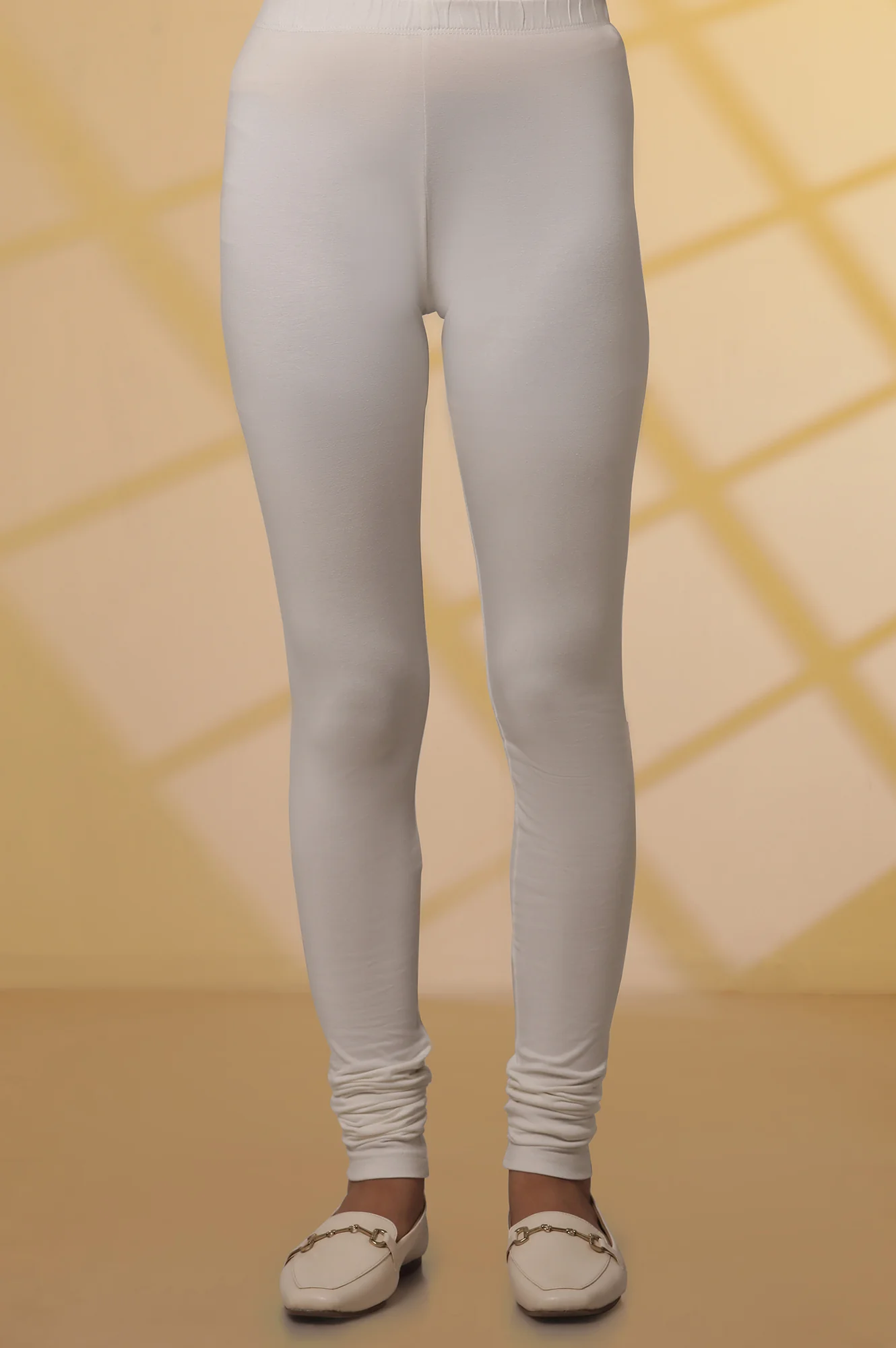Off-White Cotton Lycra Churidar - Image 6