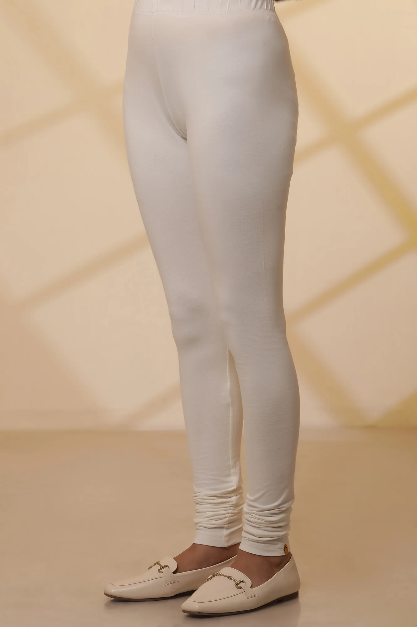 Off-White Cotton Lycra Churidar - Image 7