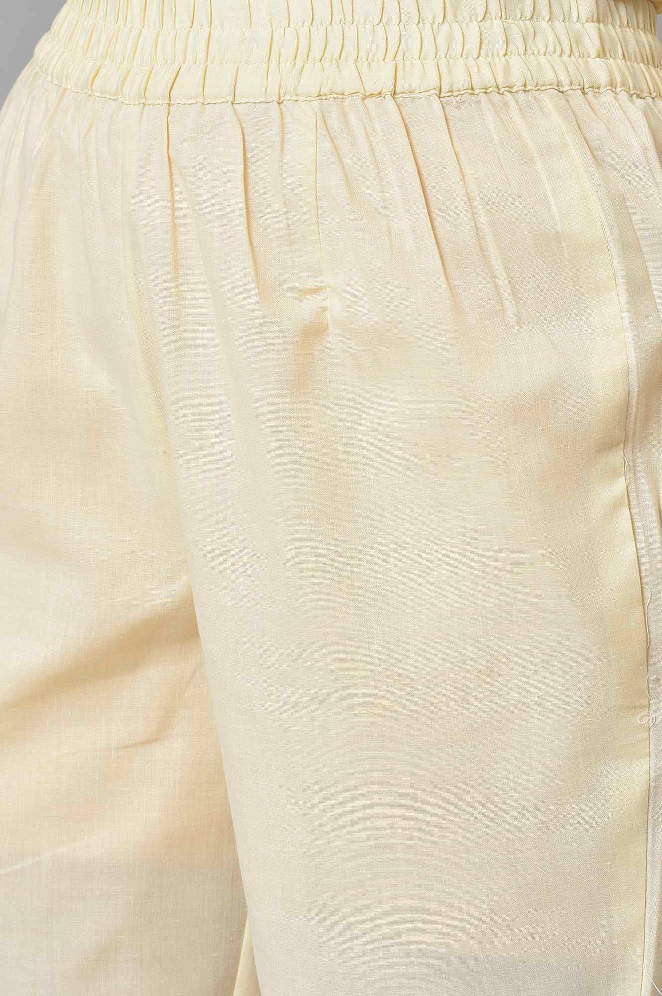 Olive Shirt Collar kurta With Beige Trousers - Image 8
