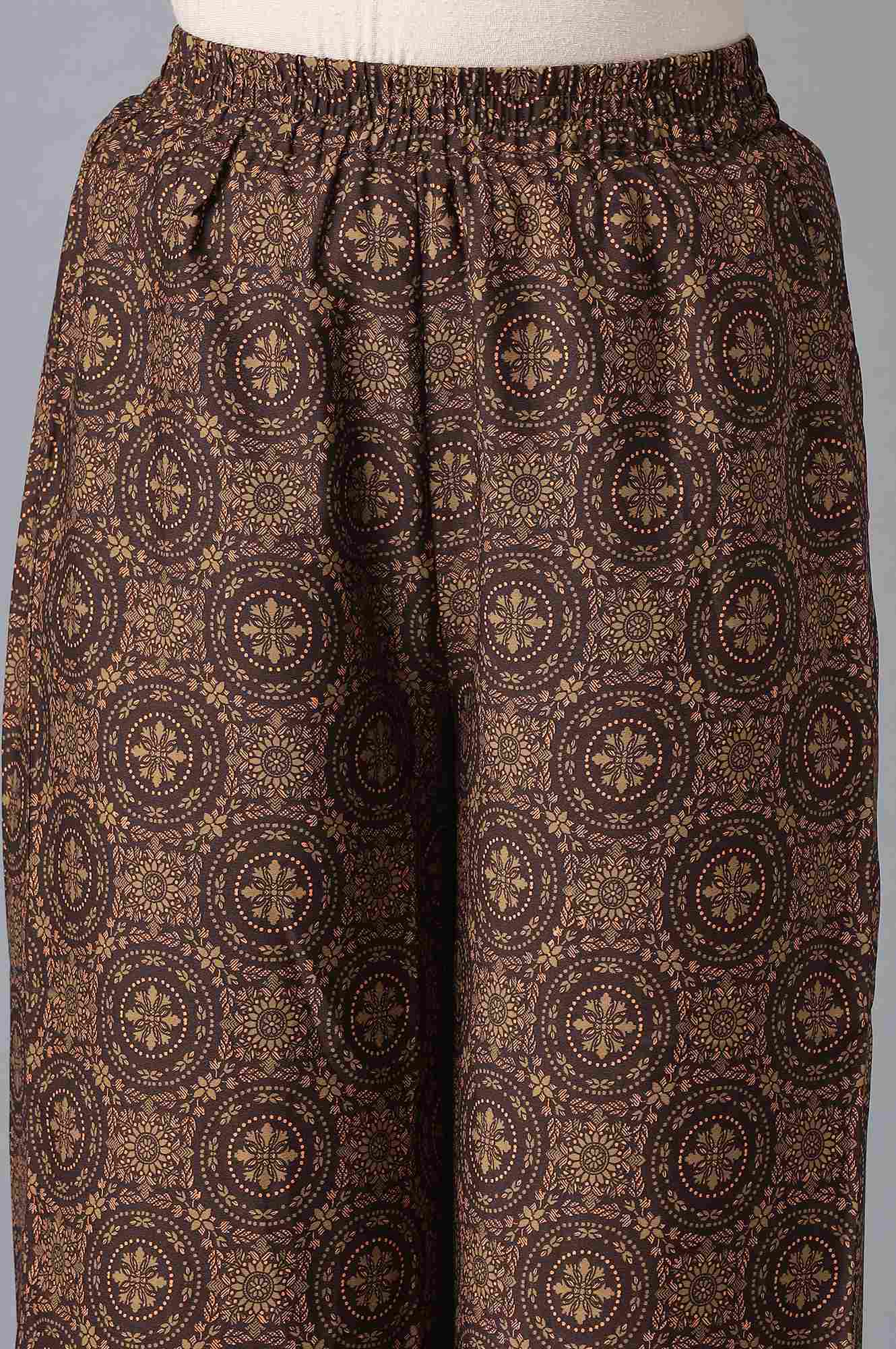Orange Embroidered kurta-Brown Culottes - Image 6