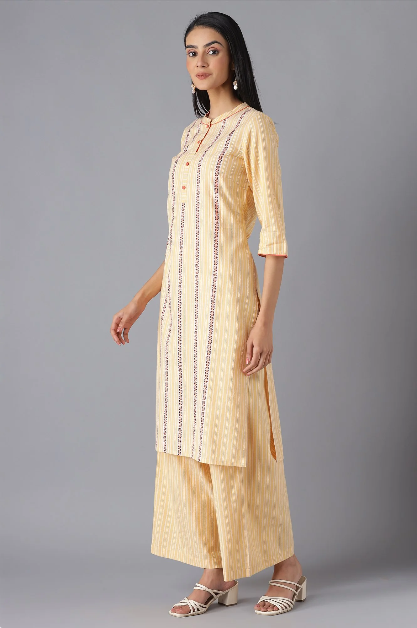 Orange Ethnic Festive kurta and Palazzo Set - Image 3