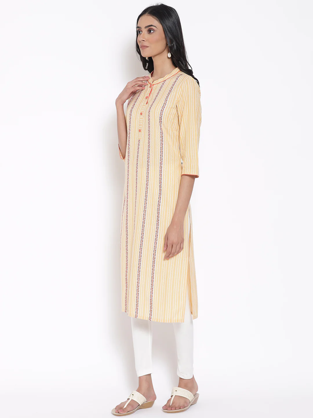 Orange Printed kurta & Tights - Image 3