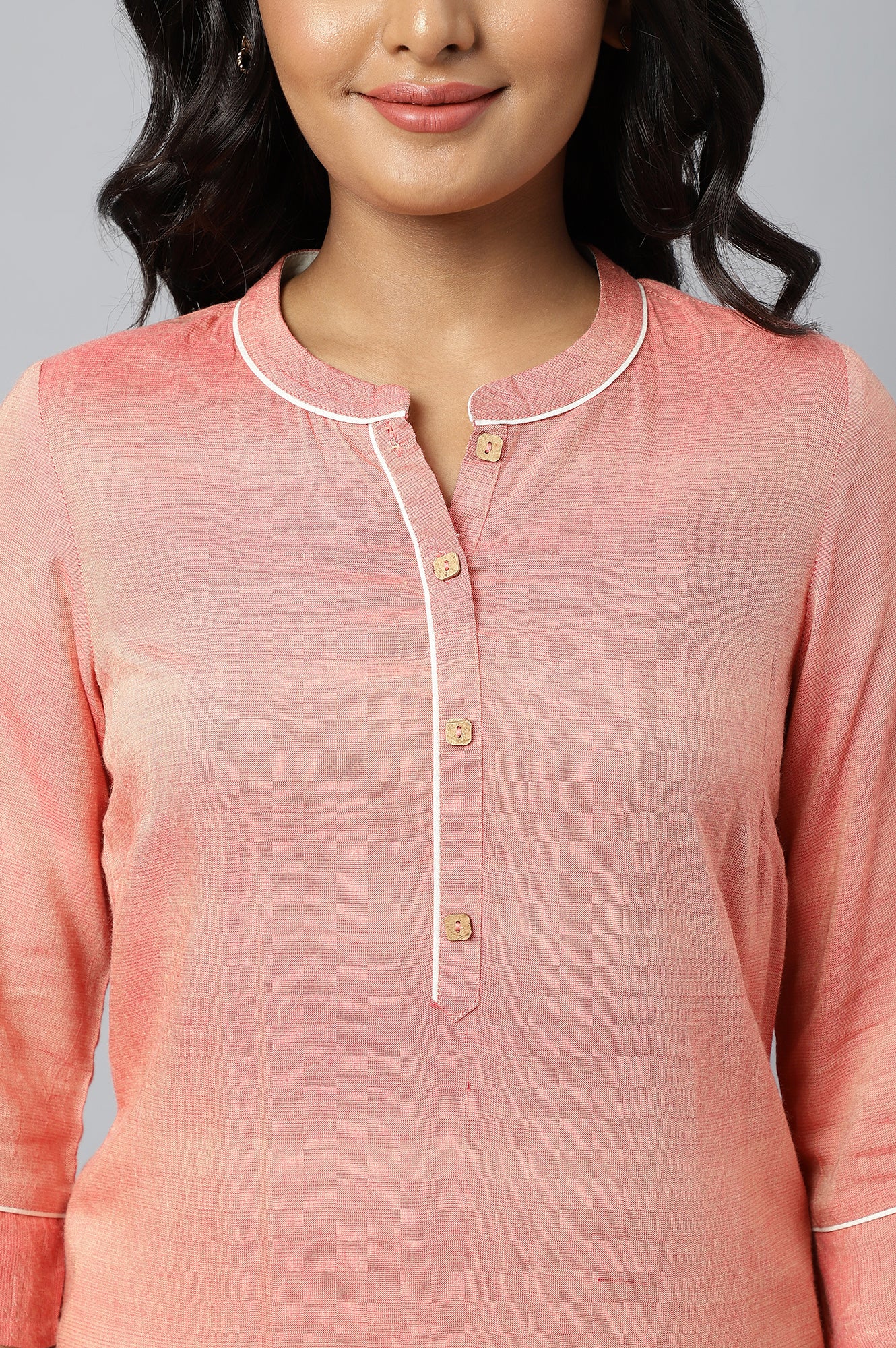 Orange Thread Embroidered Printed kurta - Image 8