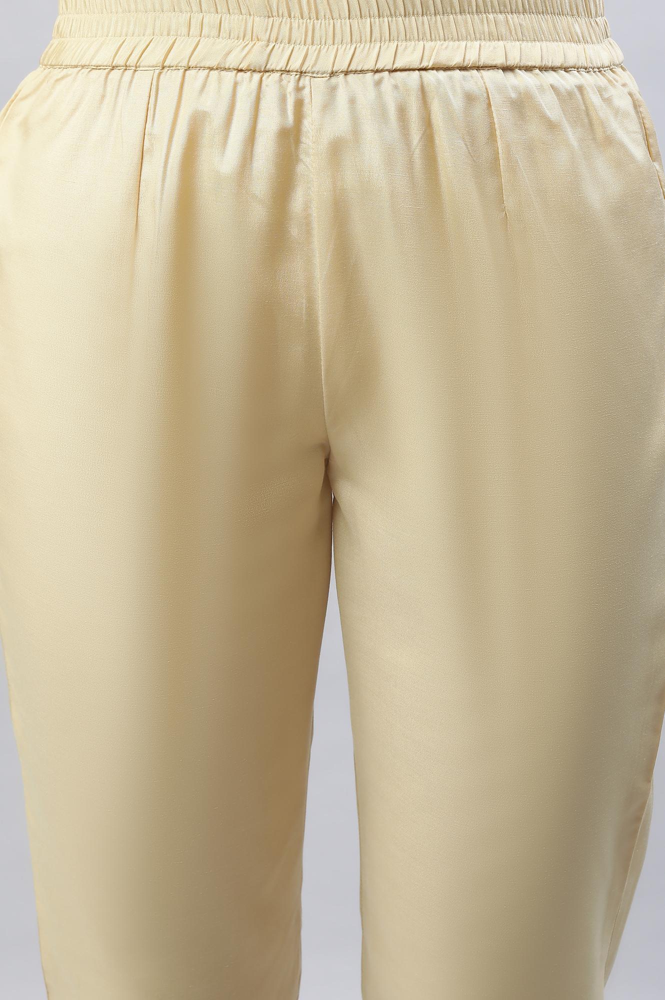 Orange Yarn-Dyed kurta, Gold Trousers And Dupatta Set - Image 9