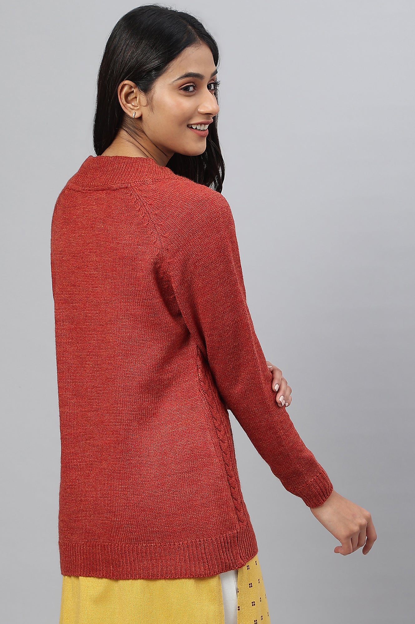 Orange Yarn-dyed Short Coat - Image 4