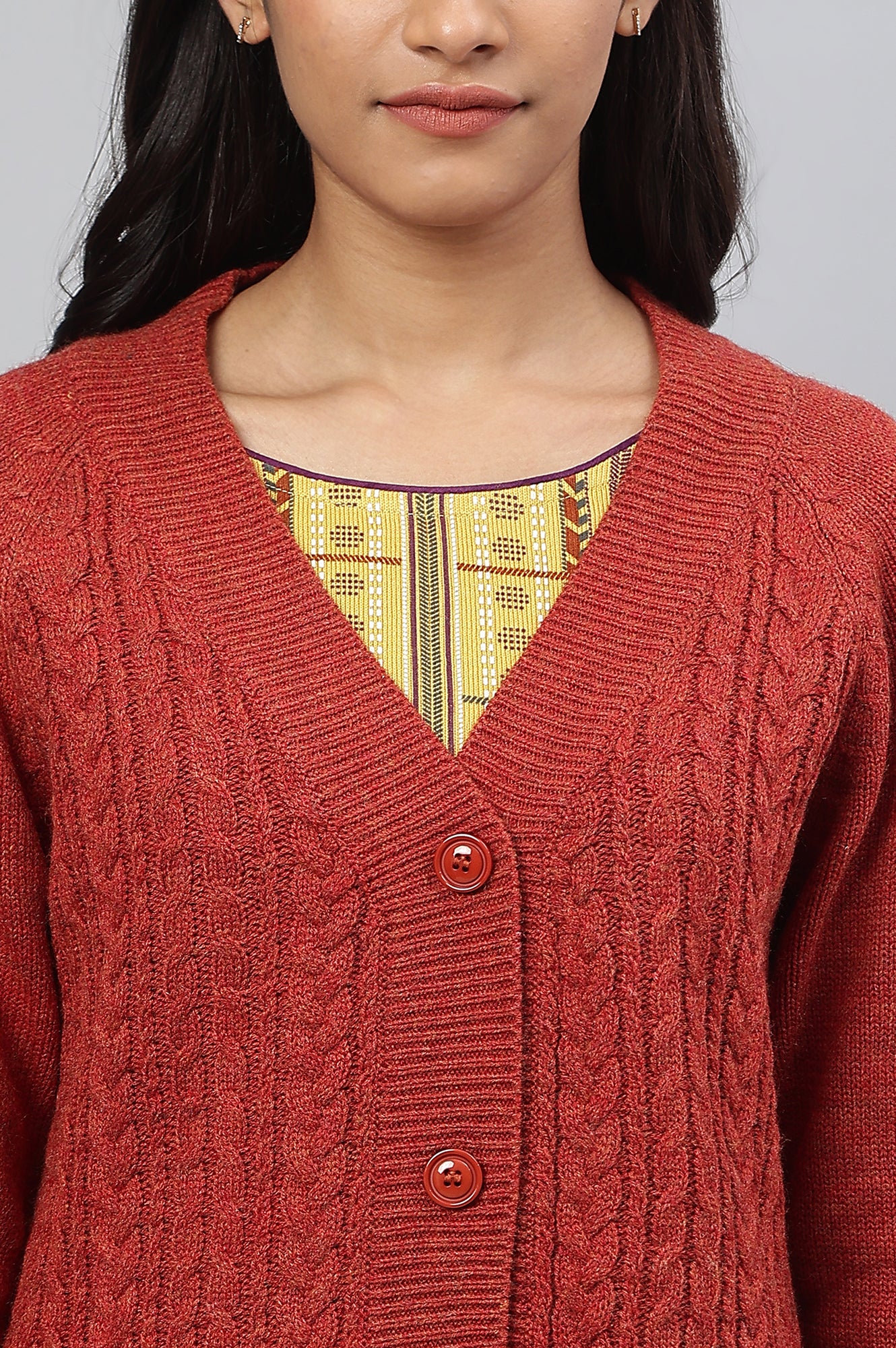 Orange Yarn-dyed Short Coat - Image 8