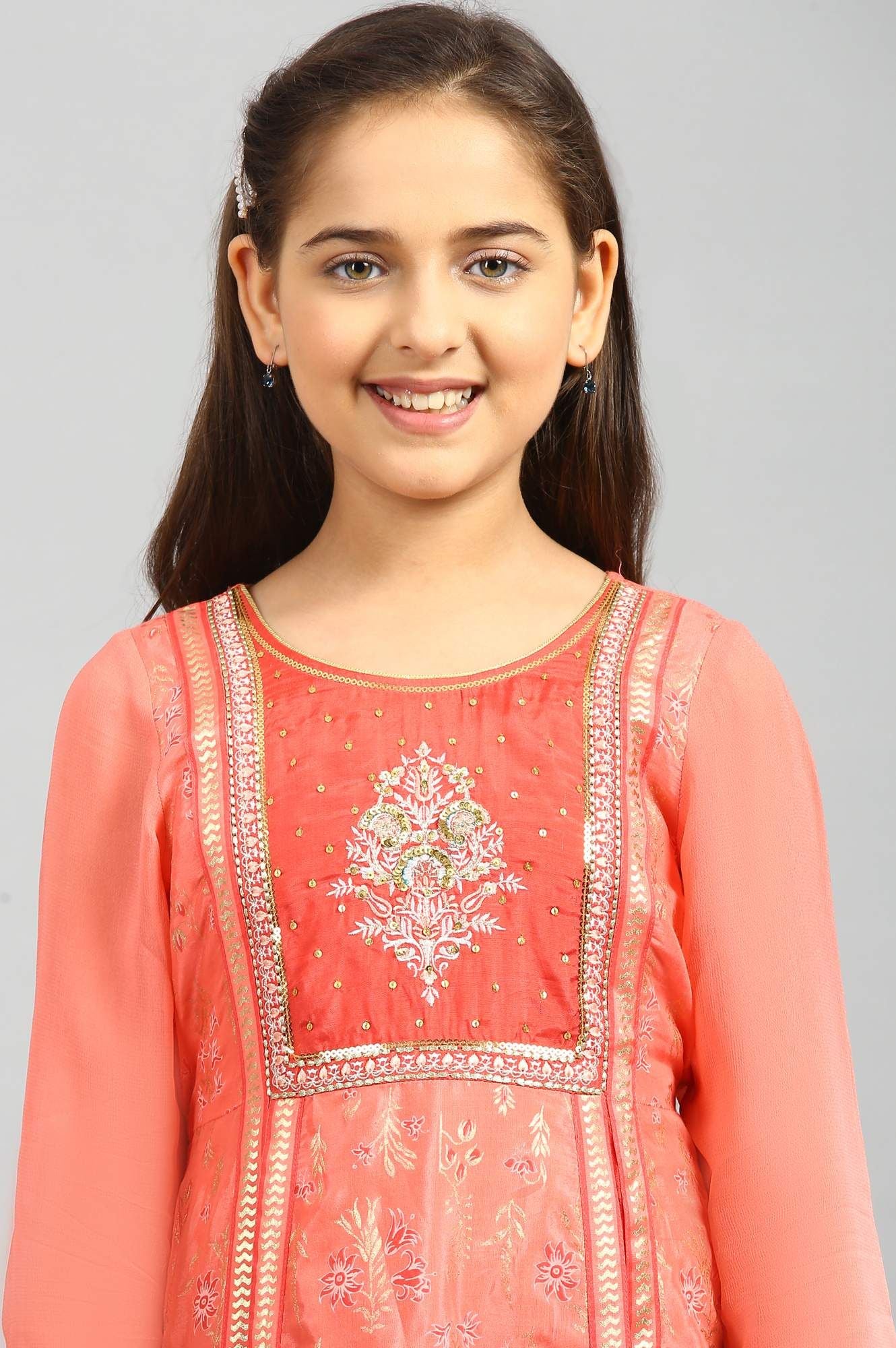 Peach Heavy Festive Dress - Image 5