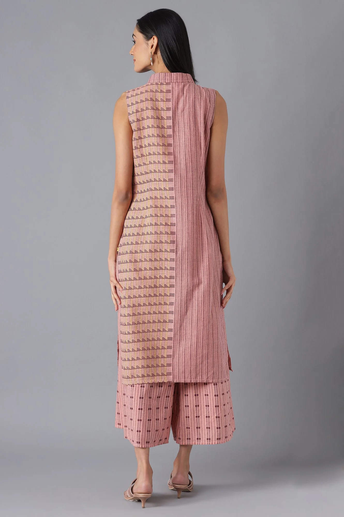 Peach kurta with Culottes Set - Image 2