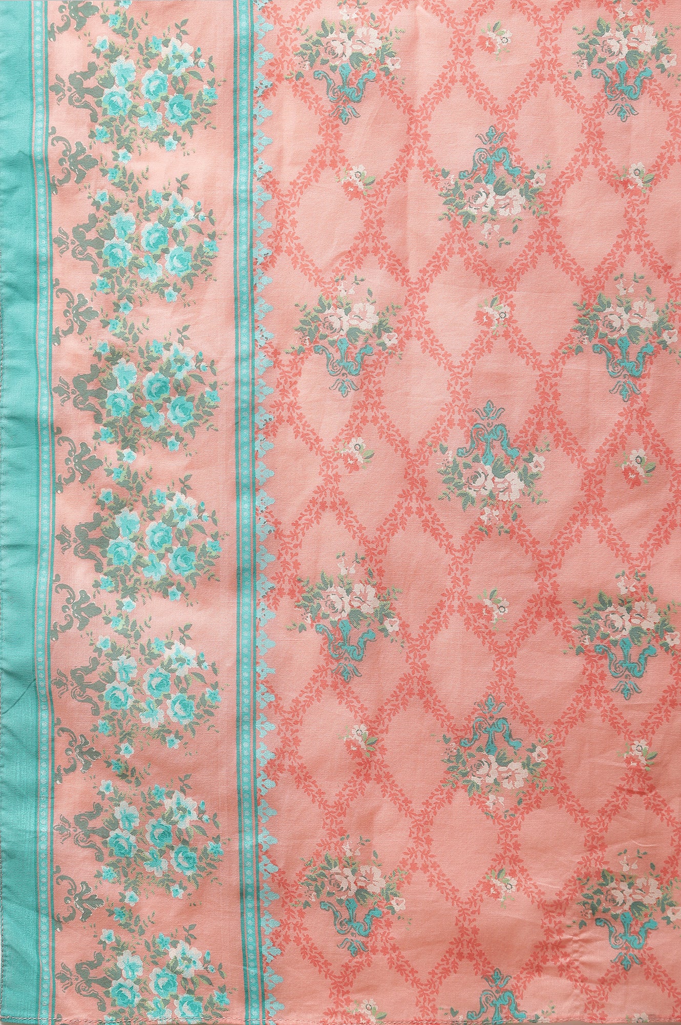 Peach Printed Cotton Mulmul Stole - Image 6
