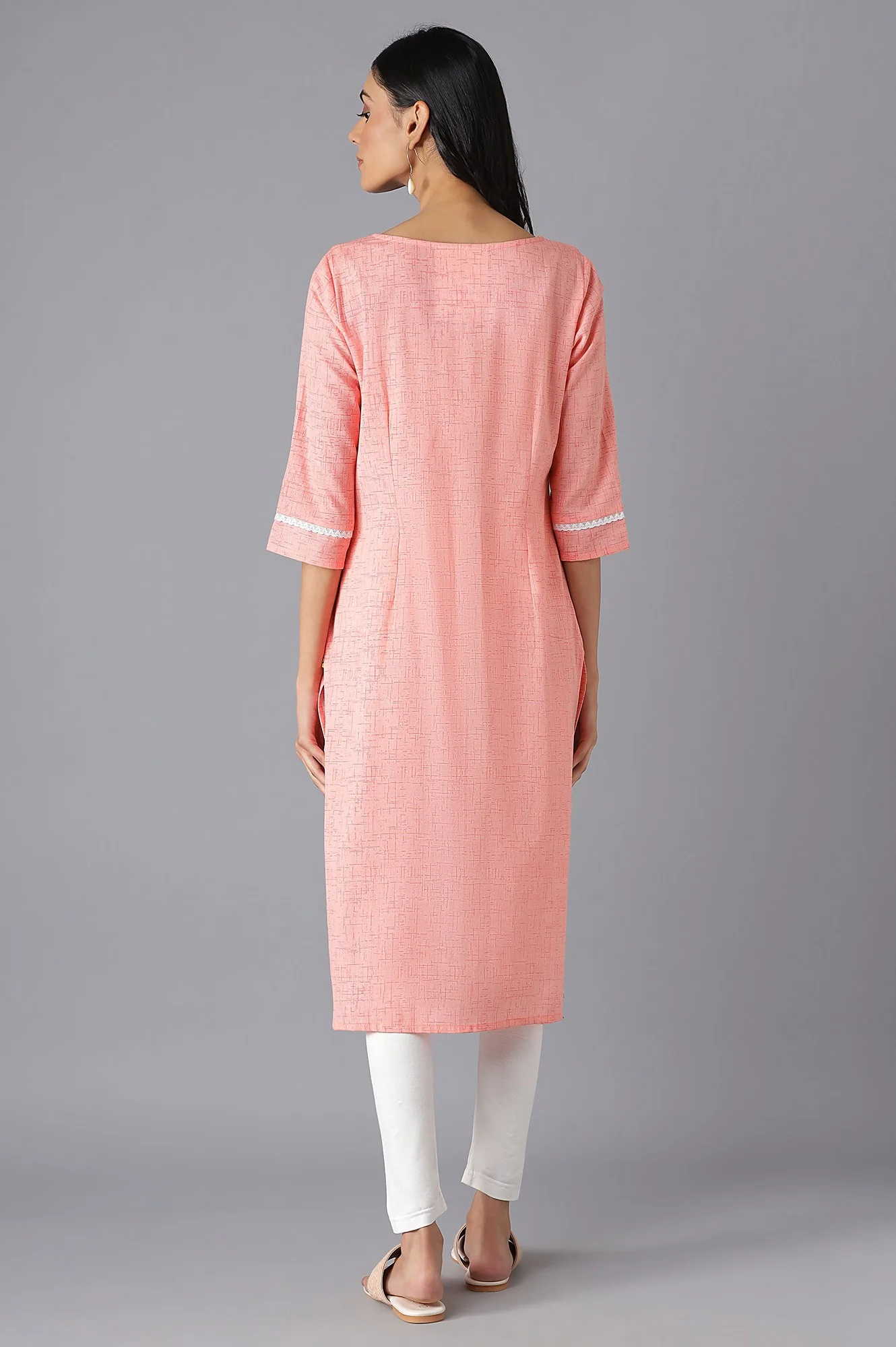 Peach Printed kurta - Image 2