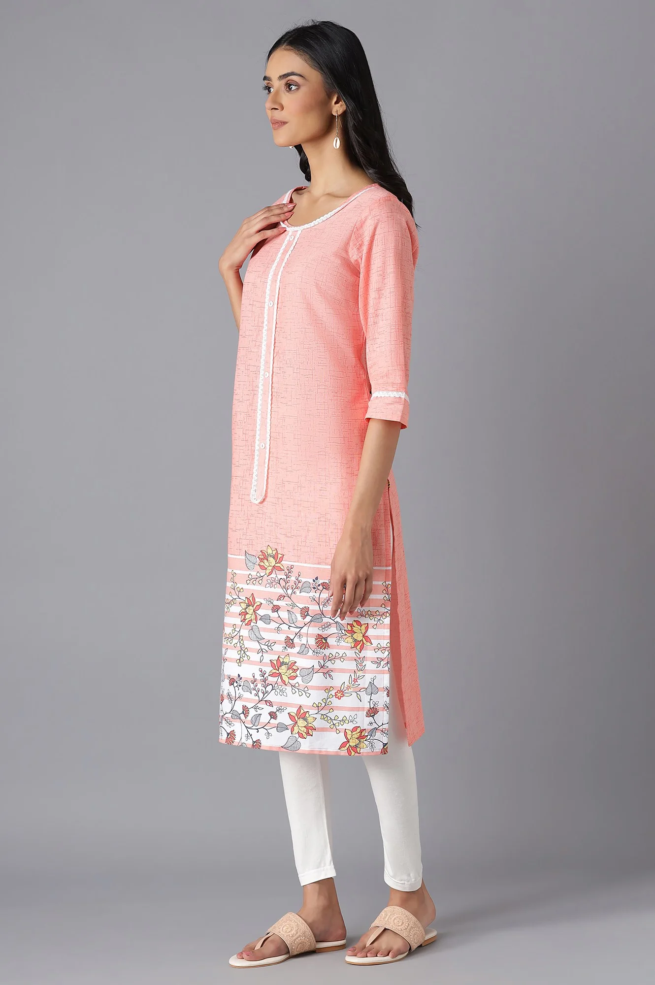 Peach Printed kurta - Image 3