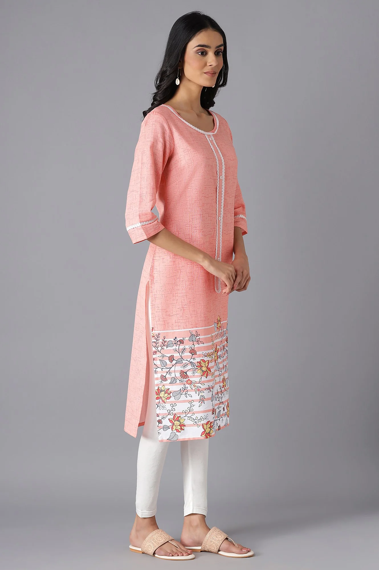 Peach Printed kurta - Image 4